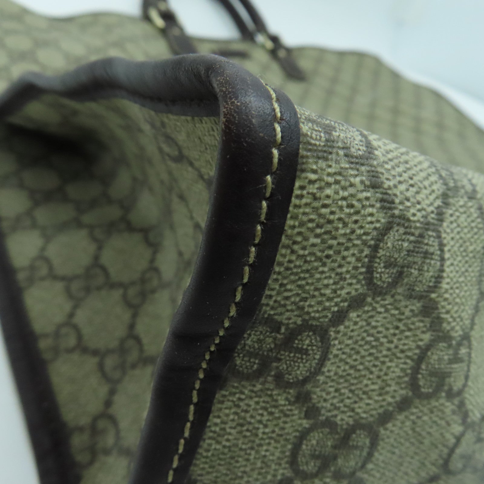 GUCCI 塗層帆布Tote Bag銀扣手挽袋啡色