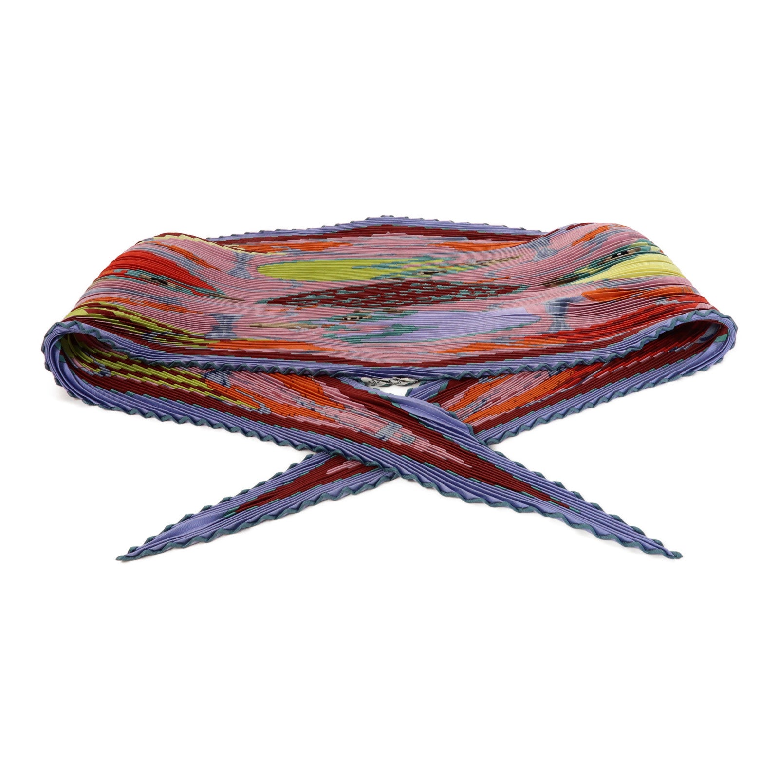 HERMES 絲質Pleated Scarf絲巾粉紅色/橙色/紫色