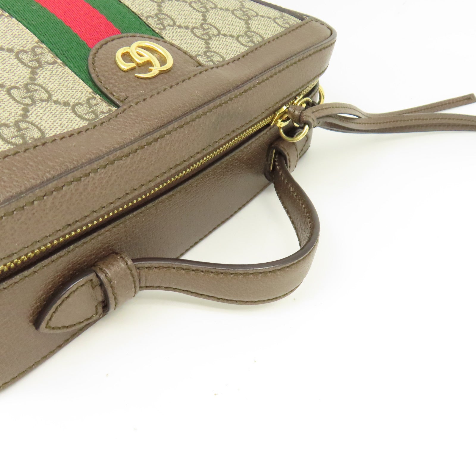 GUCCI 塗層帆布/皮革Ophidia GG金扣手挽肩背兩用袋啡色