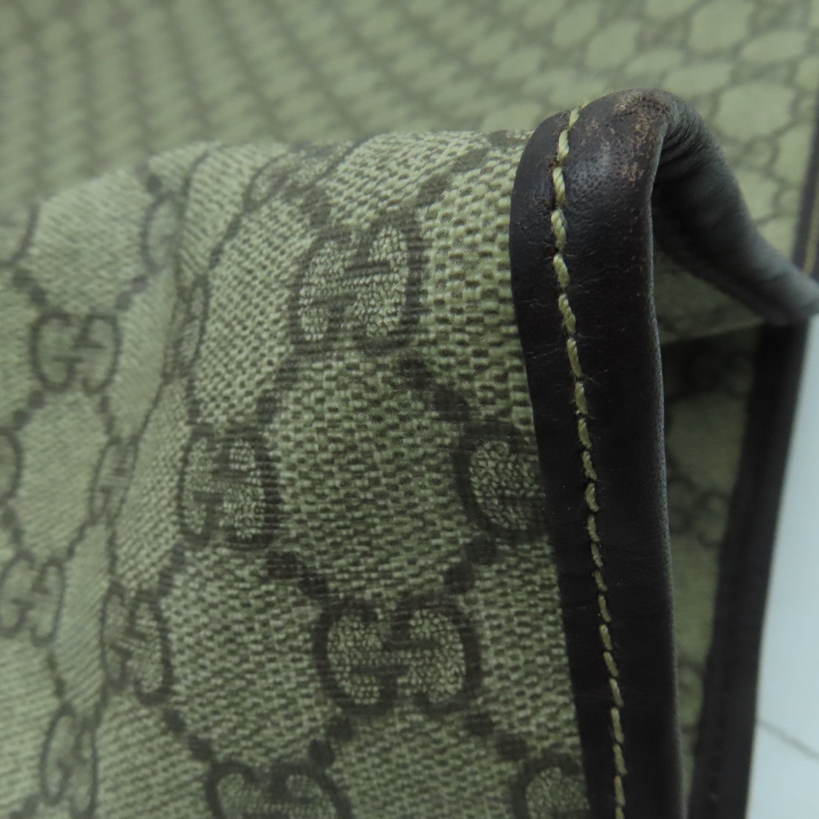 GUCCI 塗層帆布Tote Bag銀扣手挽袋啡色