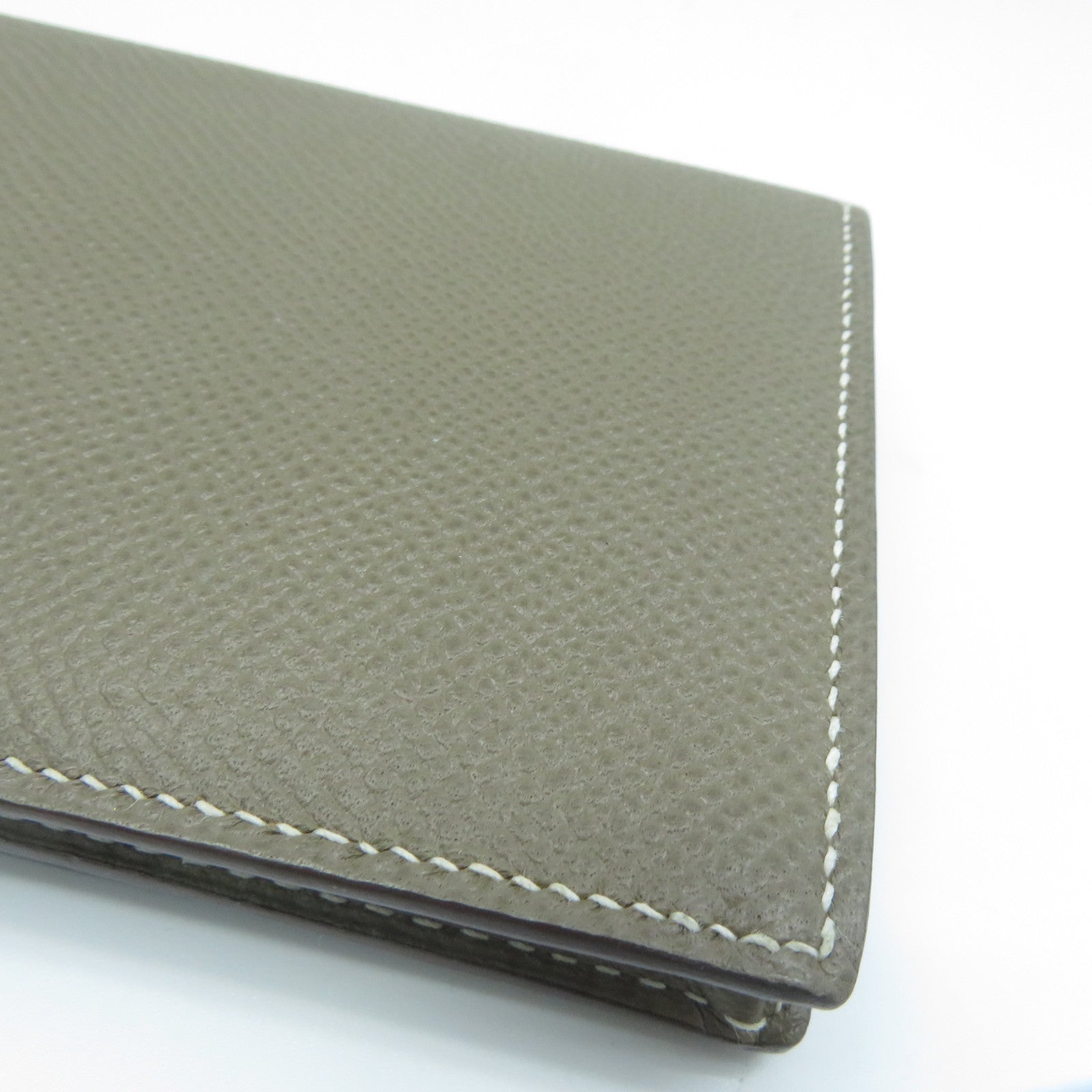 HERMES Epsom皮革Bearn Bi-Fold銀扣長錢包灰色