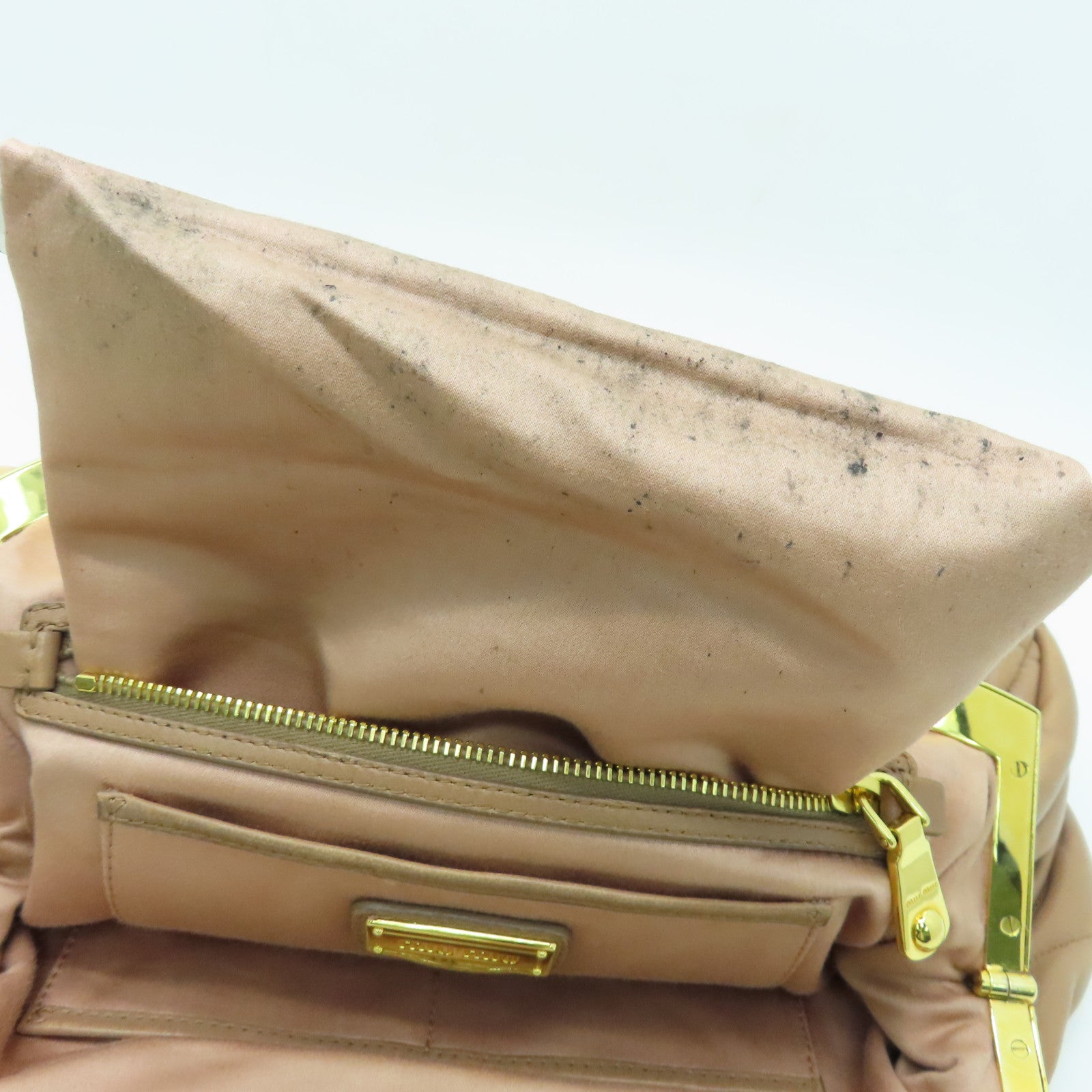 Miu Miu Leather Shoulder Bag Gold Buckle Pink
