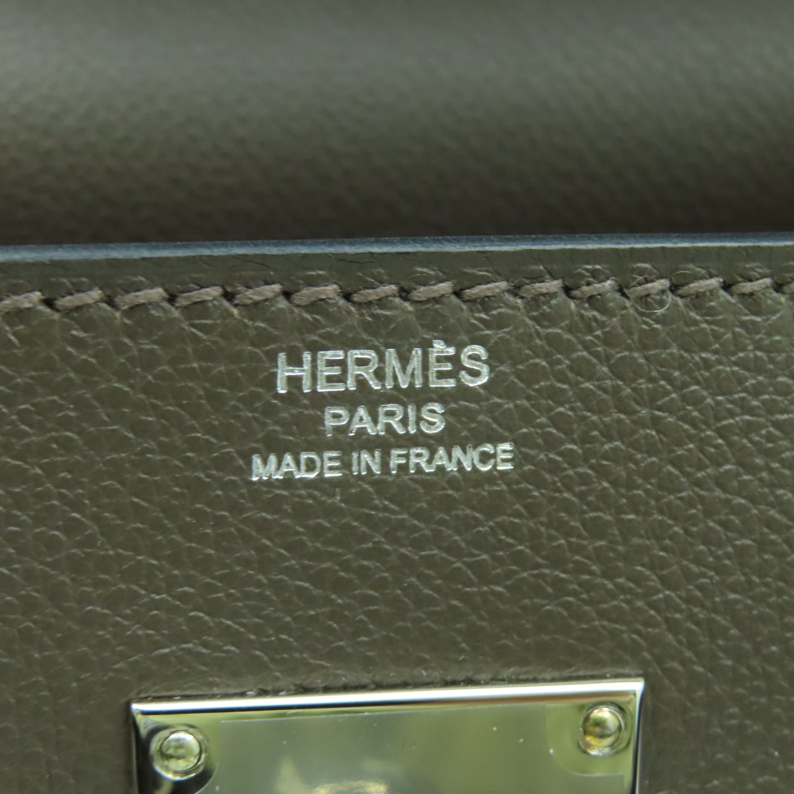 HERMES Evercolor皮革Kelly Messenger PM銀扣肩背袋Ecorce樹皮色
