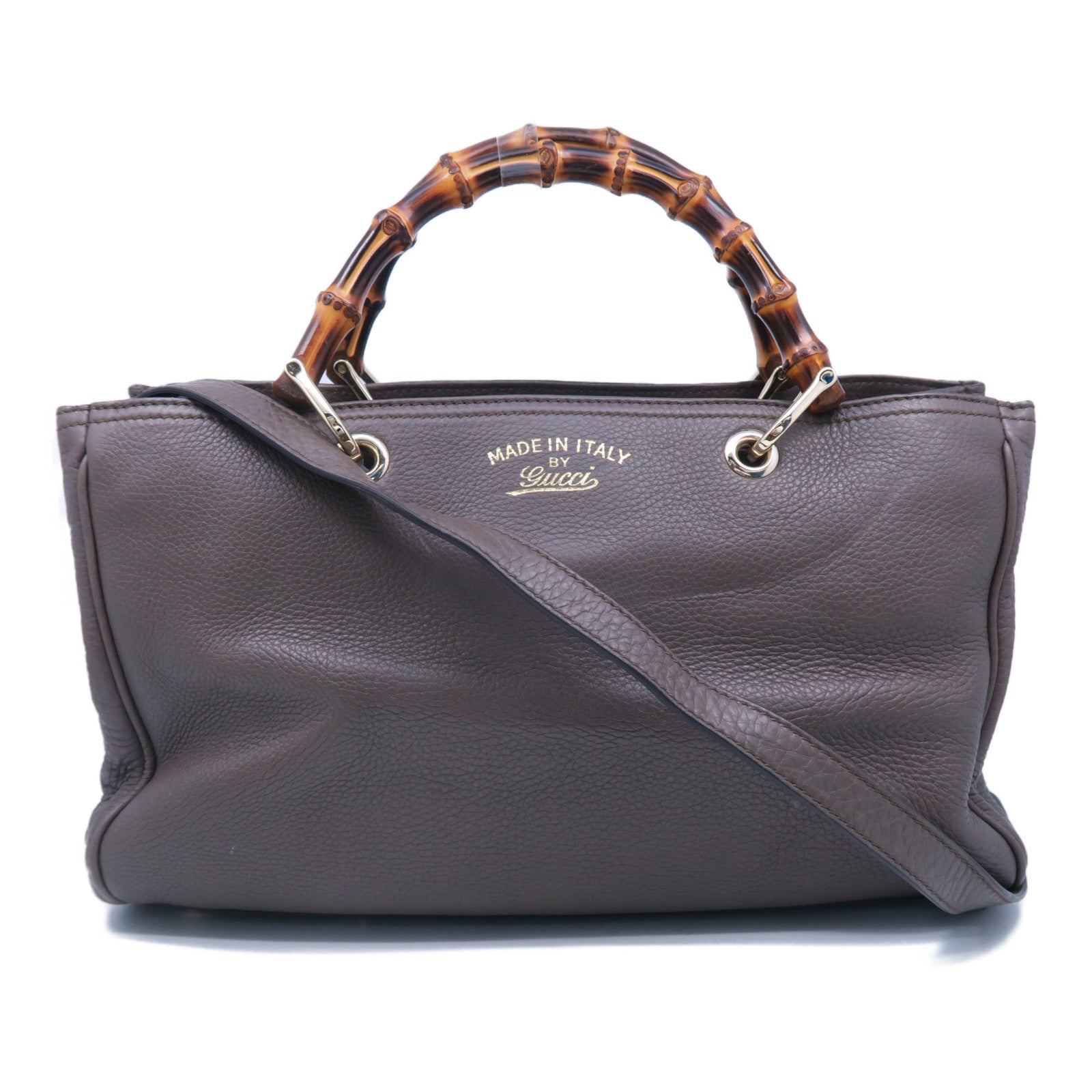 GUCCI 牛皮皮革2 Way Shoulder金扣手挽肩背兩用袋啡色