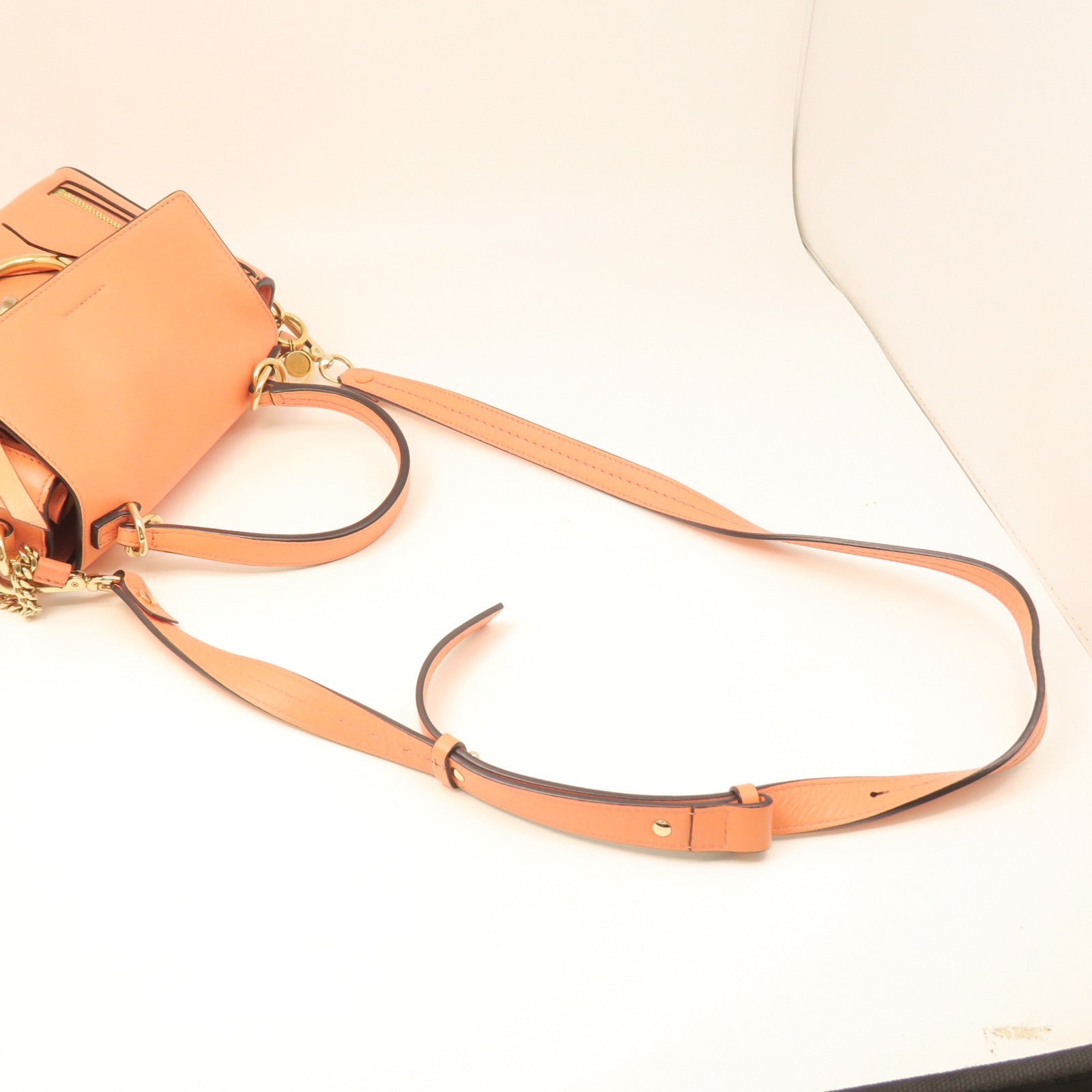 Chloe cowhide leather Faye Day Bag gold buckle handle shoulder bag orange