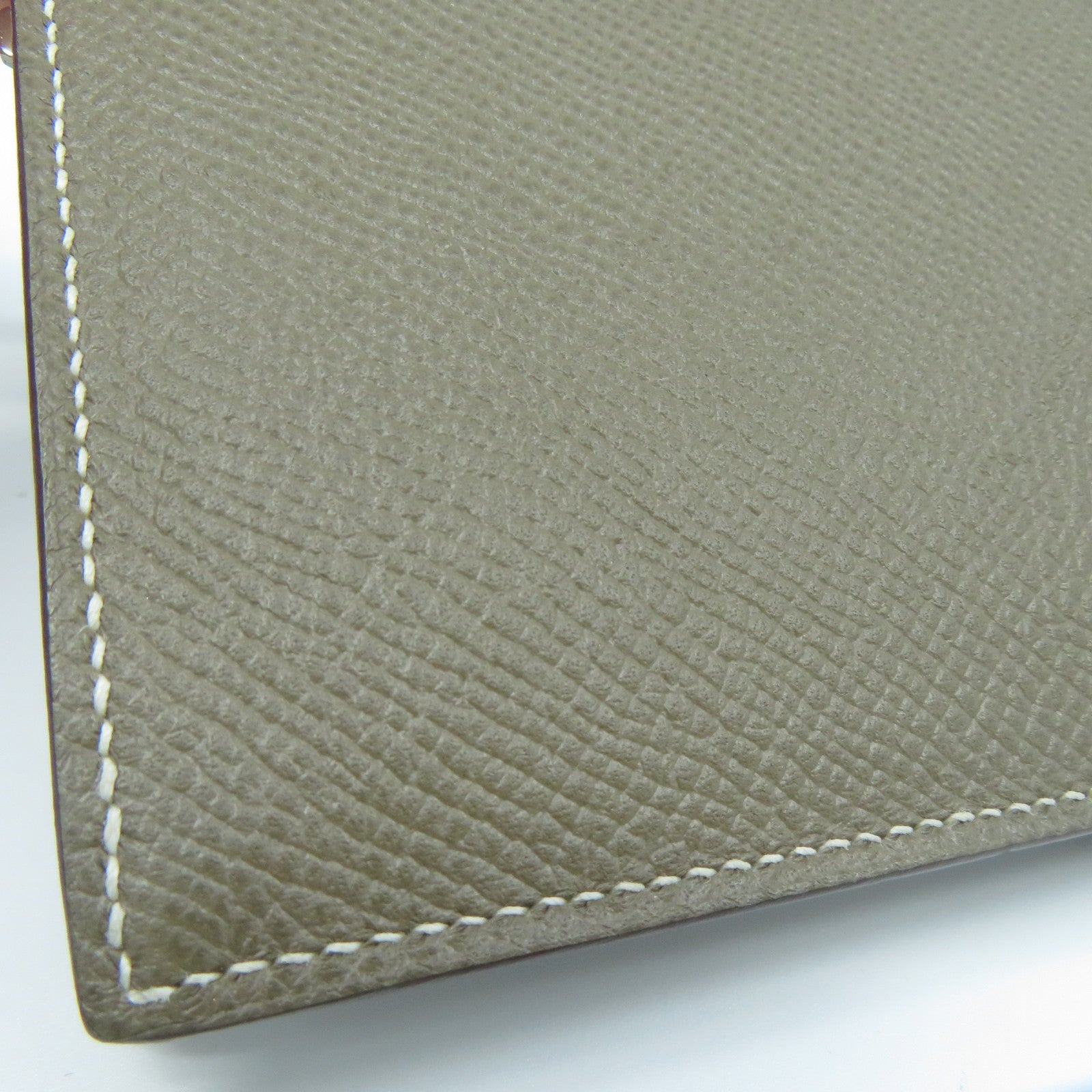 HERMES Epsom皮革Bearn Bi-Fold銀扣長錢包灰色