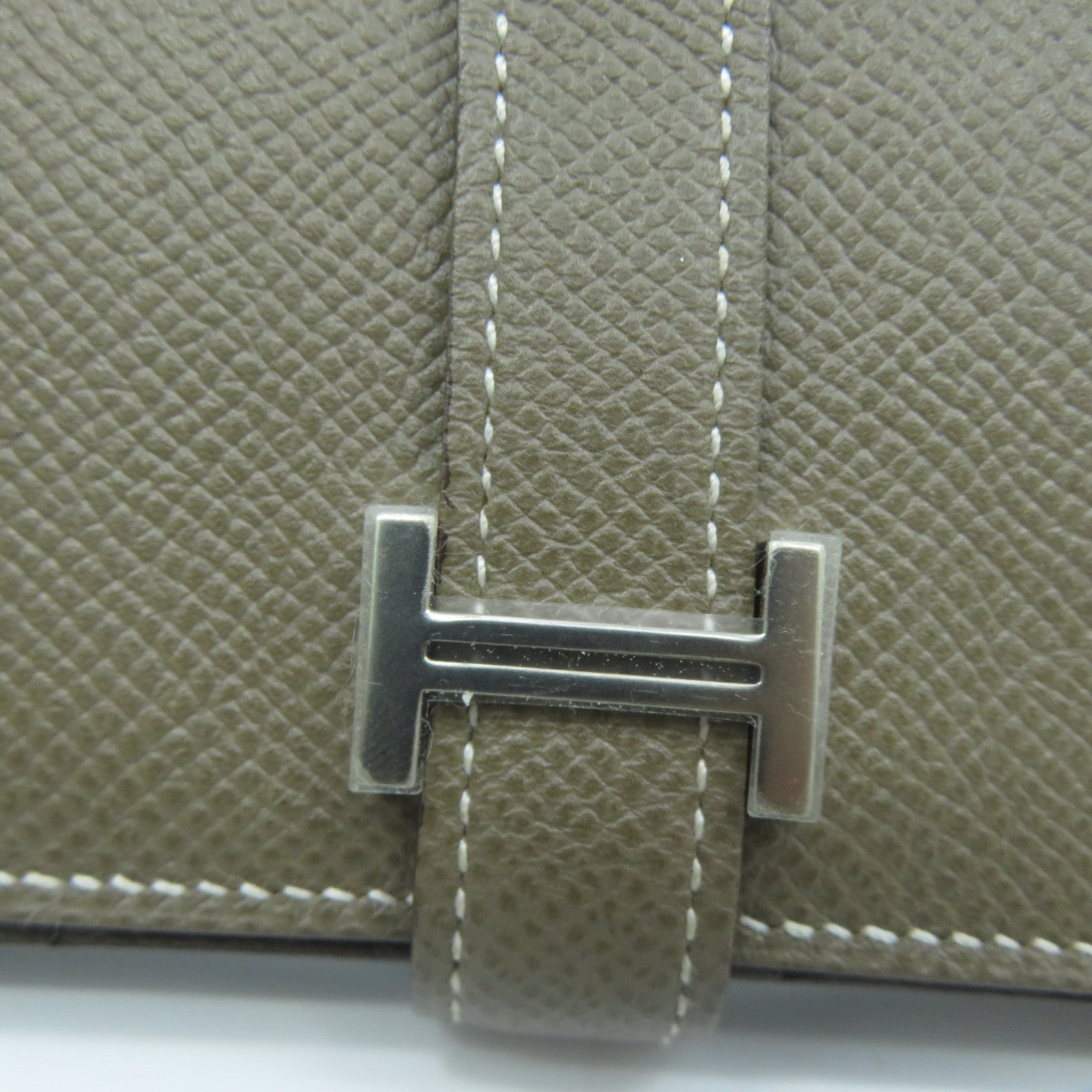 HERMES Epsom皮革Bearn Bi-Fold銀扣長錢包灰色