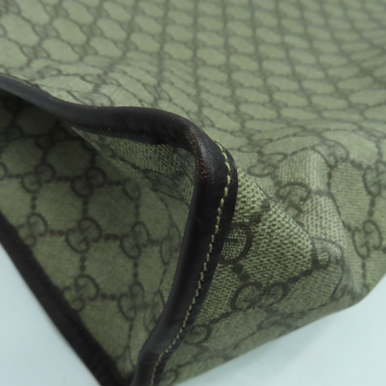 GUCCI 塗層帆布Tote Bag銀扣手挽袋啡色