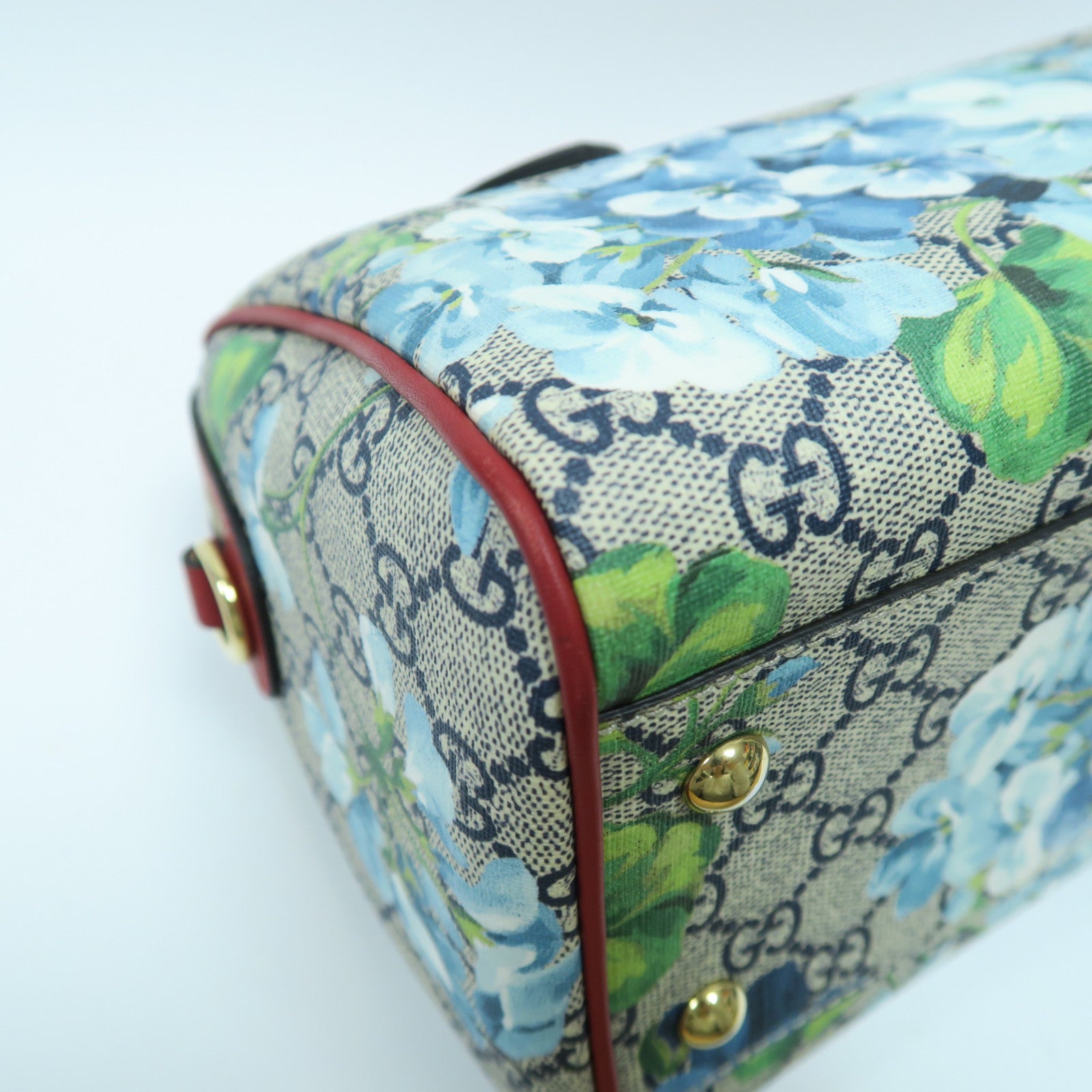 GUCCI 塗層帆布GG Blooms Boston Bag金扣手挽肩背兩用袋紅色/灰色/藍色