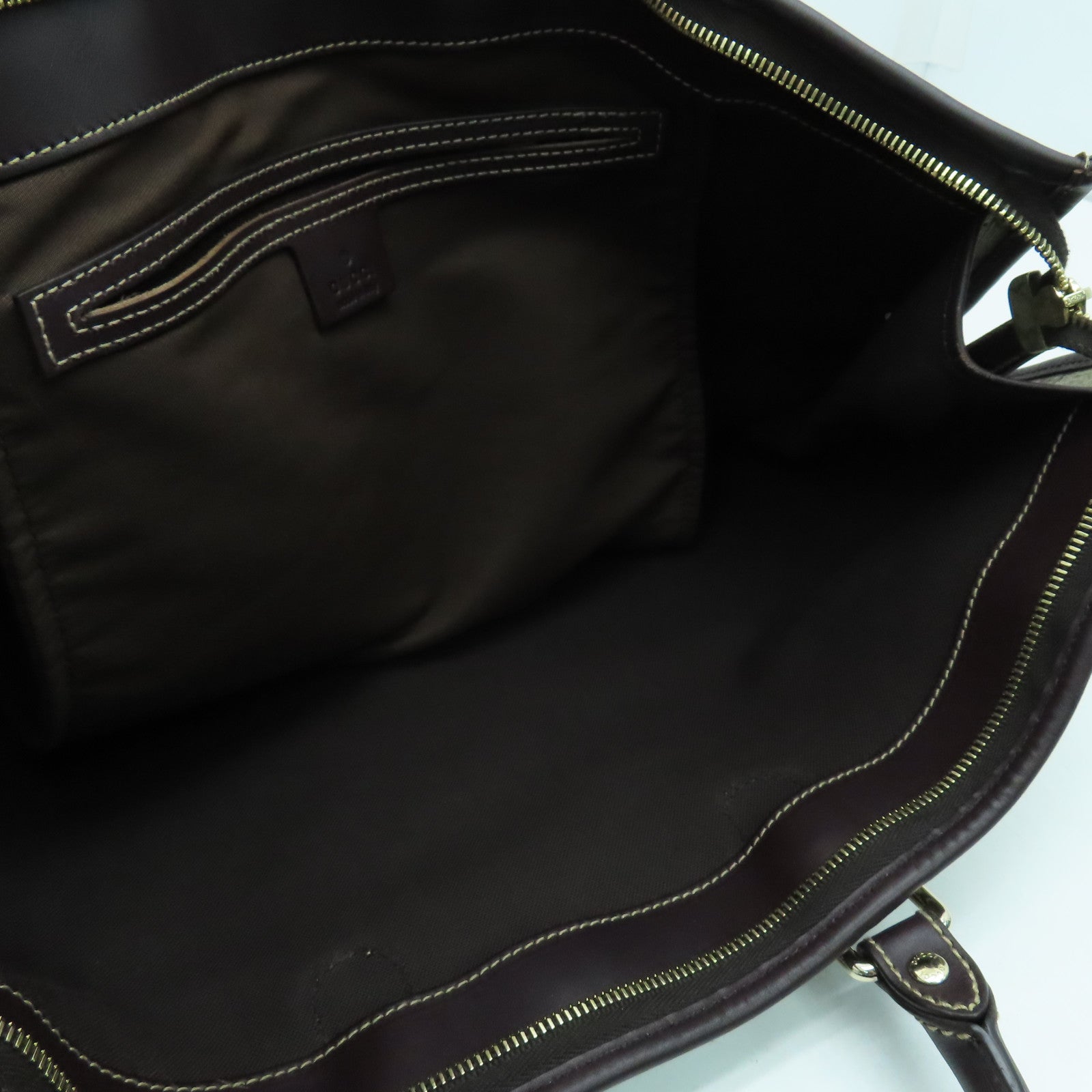 GUCCI 塗層帆布Tote Bag銀扣手挽袋啡色