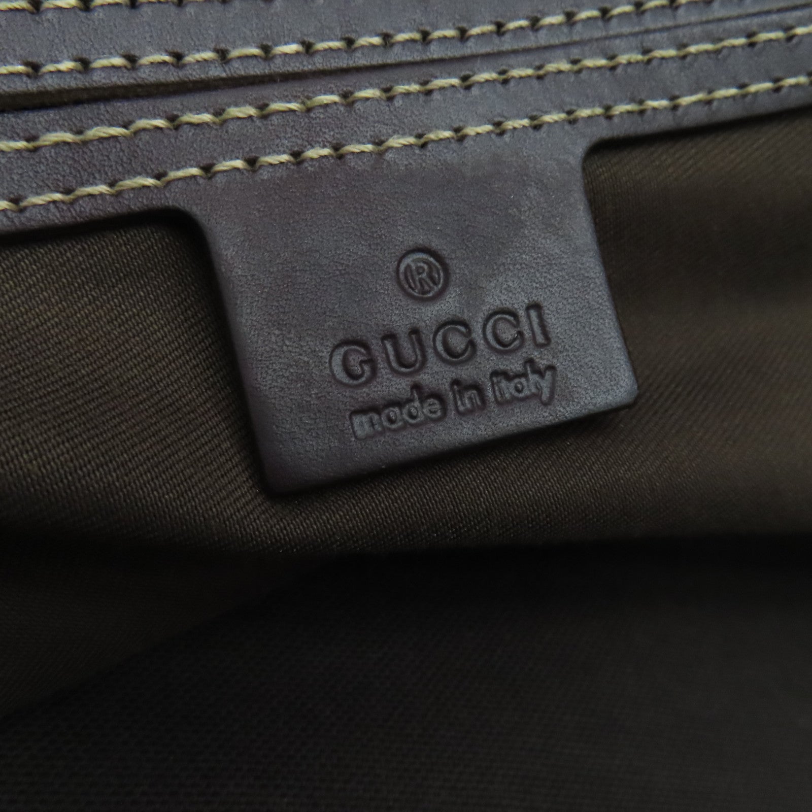 GUCCI 塗層帆布Tote Bag銀扣手挽袋啡色