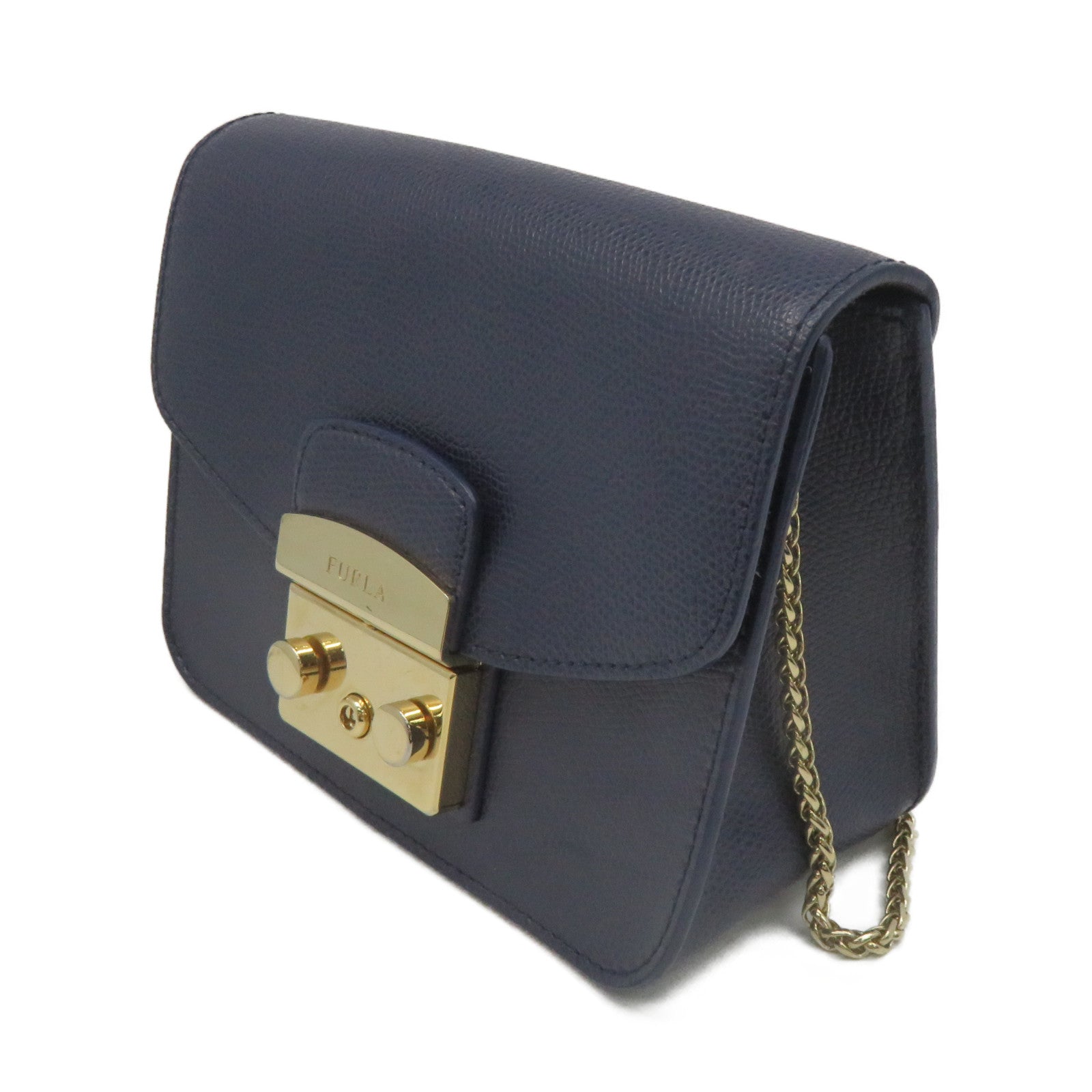 Furla 牛皮皮革Metropolis Shoulder Bag链带肩背袋宝蓝色