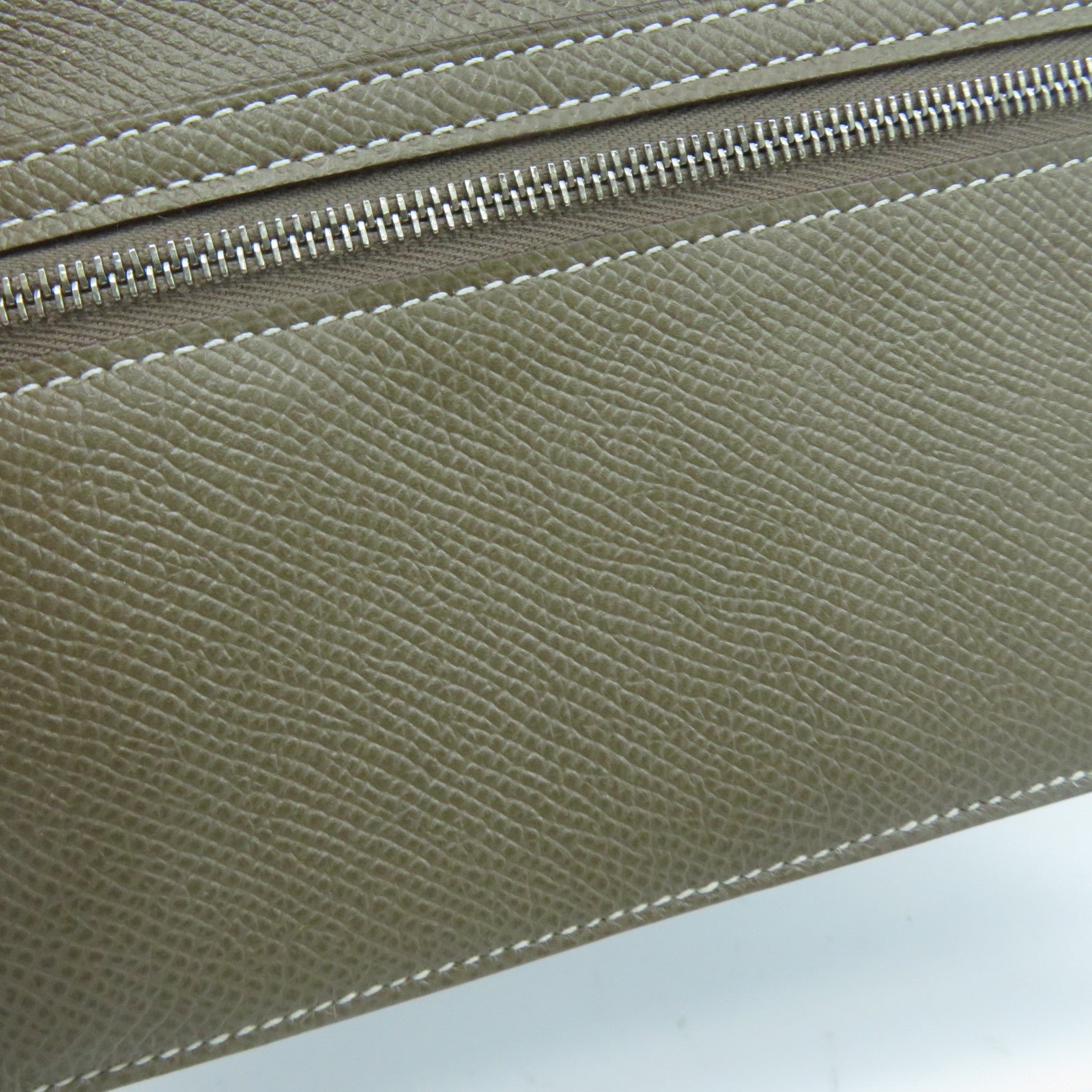 HERMES Epsom皮革Bearn Bi-Fold銀扣長錢包灰色