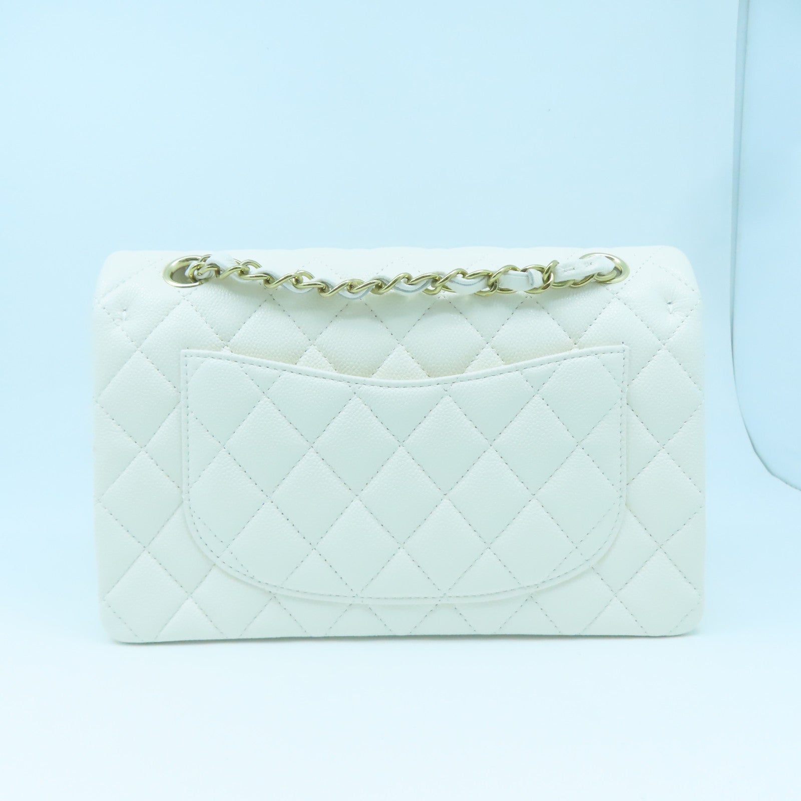 CHANEL rhombic cowhide leather Chain Shoulder gold buckle chain shoulder bag white