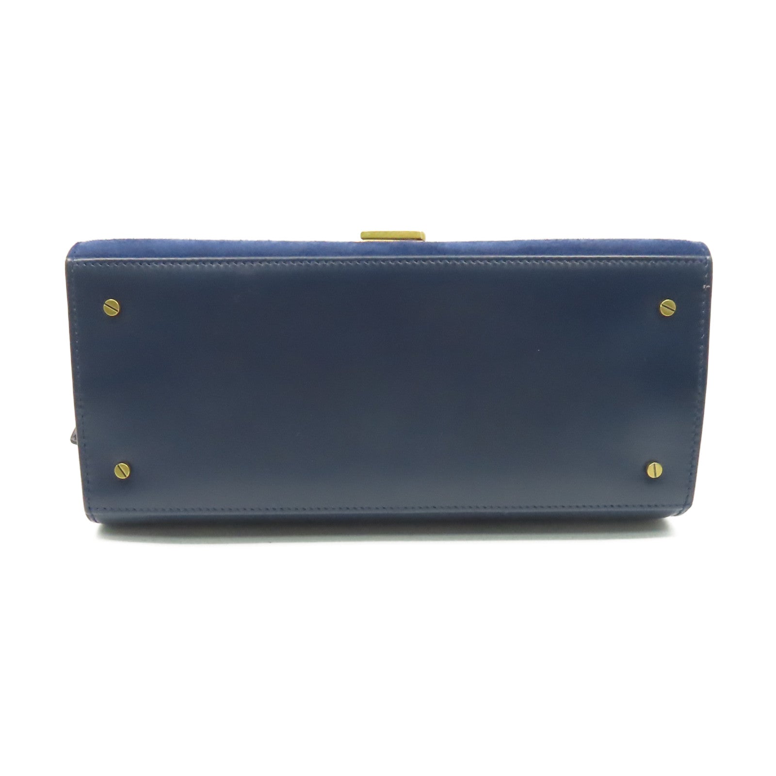 SAINT LAURENT 麂皮皮革/牛皮皮革Cassandra 2Way Shoulder Bag金扣手挽肩背兩用袋藍色