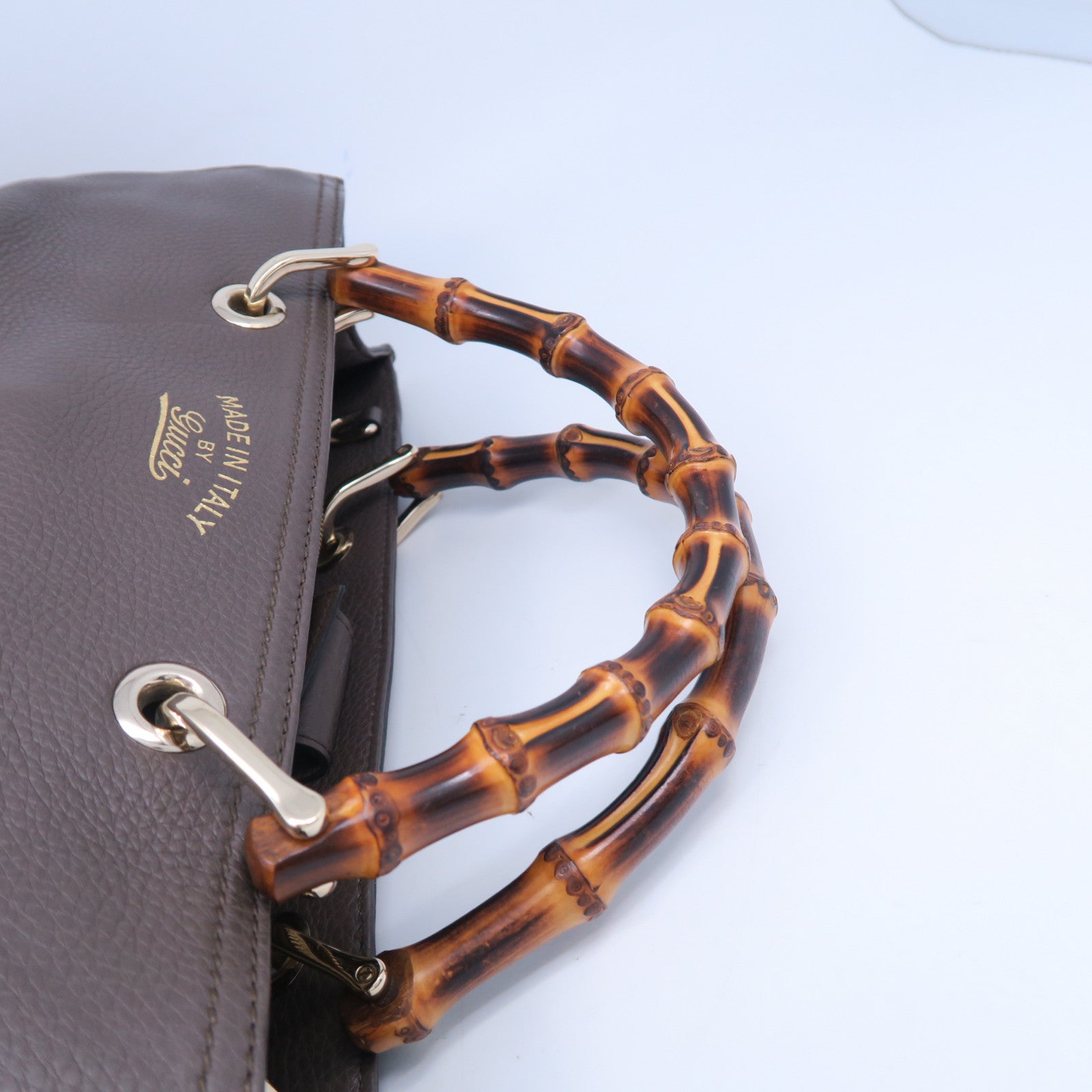 GUCCI 牛皮皮革2 Way Shoulder金扣手挽肩背兩用袋啡色