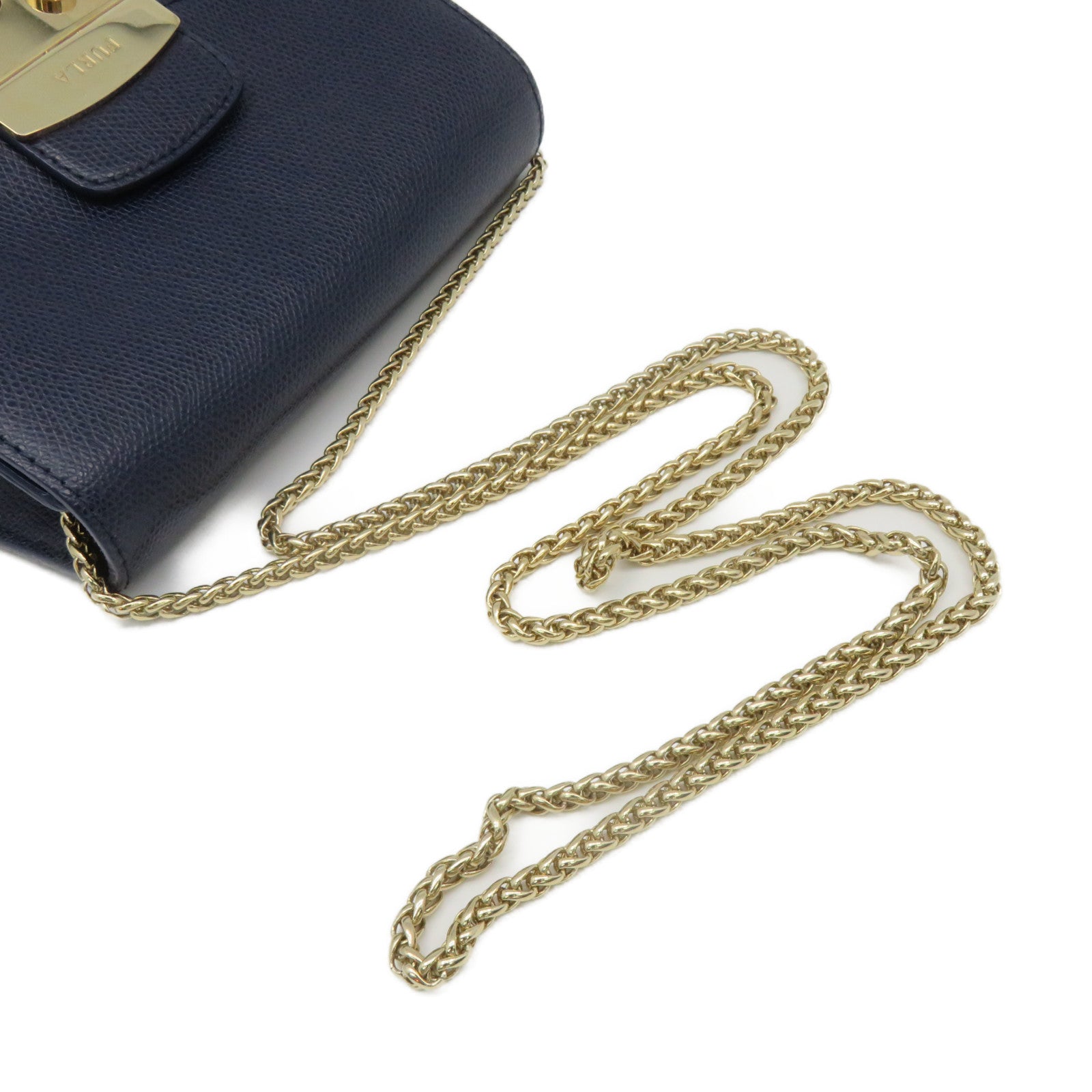 Furla 牛皮皮革Metropolis Shoulder Bag链带肩背袋宝蓝色