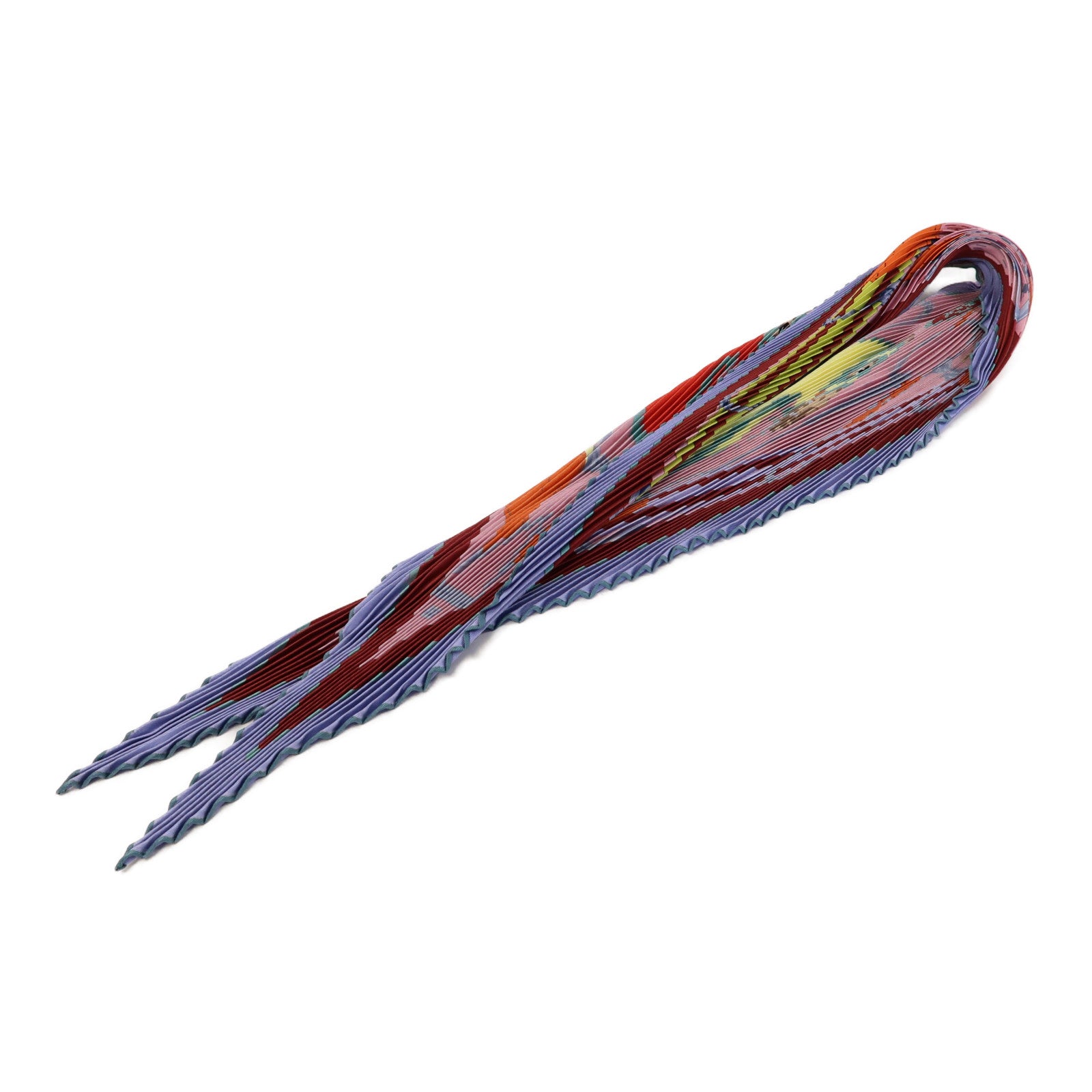 HERMES 絲質Pleated Scarf絲巾粉紅色/橙色/紫色
