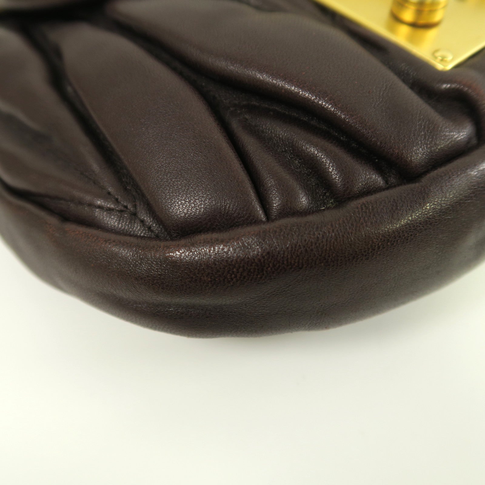 Miu Miu 羊皮皮革Shoulder Bag金扣手挽肩背兩用袋啡色