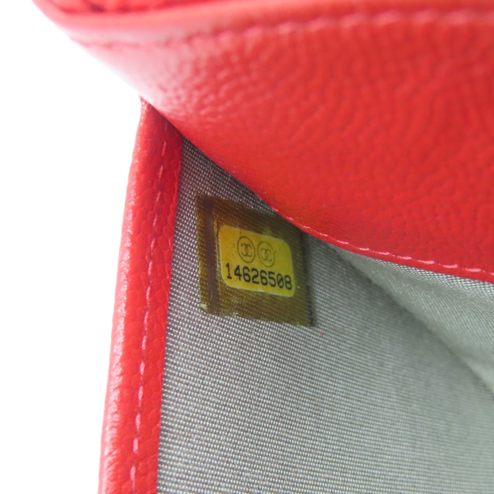 CHANEL cowhide leather Wallet On Chain silver buckle chain shoulder bag red