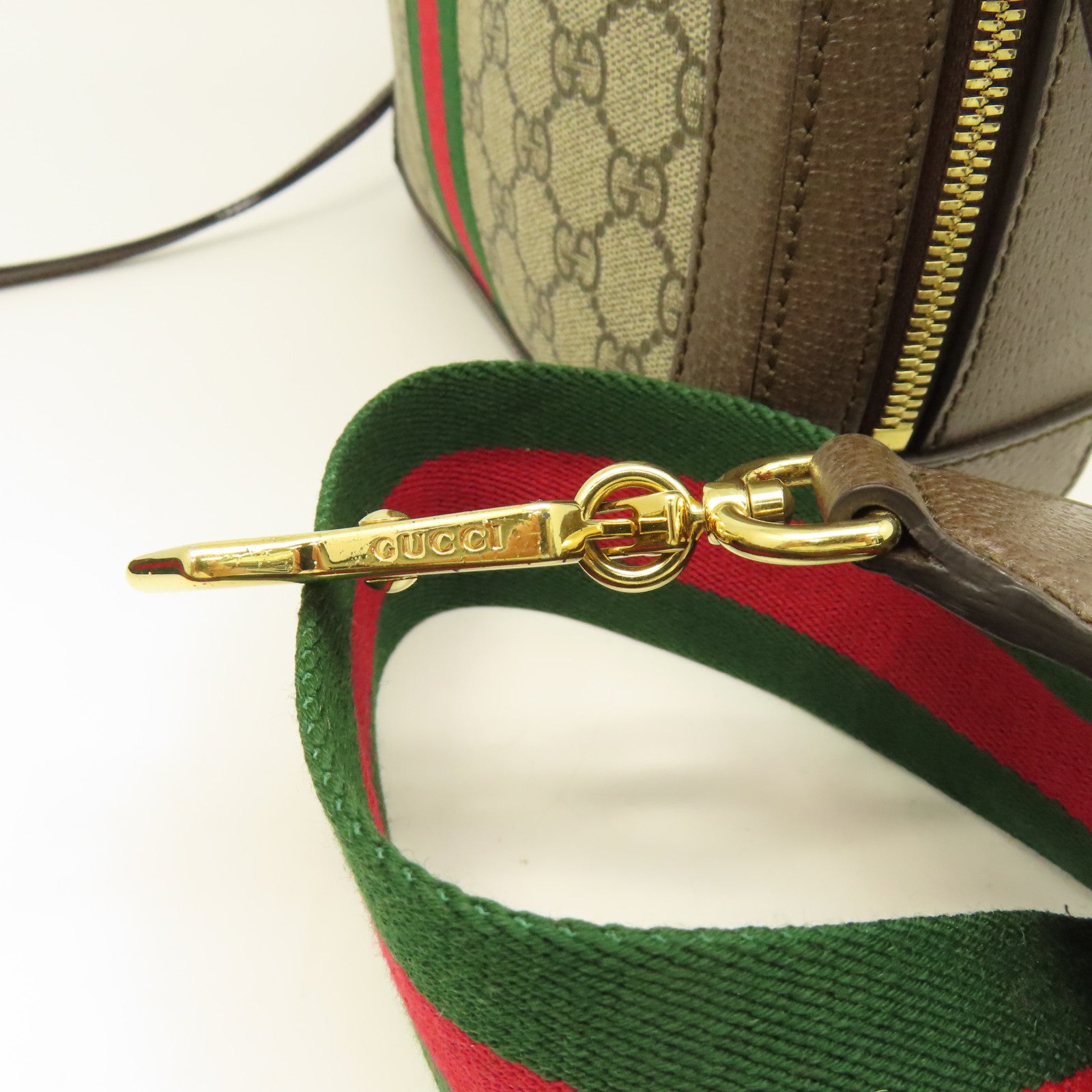 GUCCI 塗層帆布/皮革Ophidia GG金扣手挽肩背兩用袋啡色