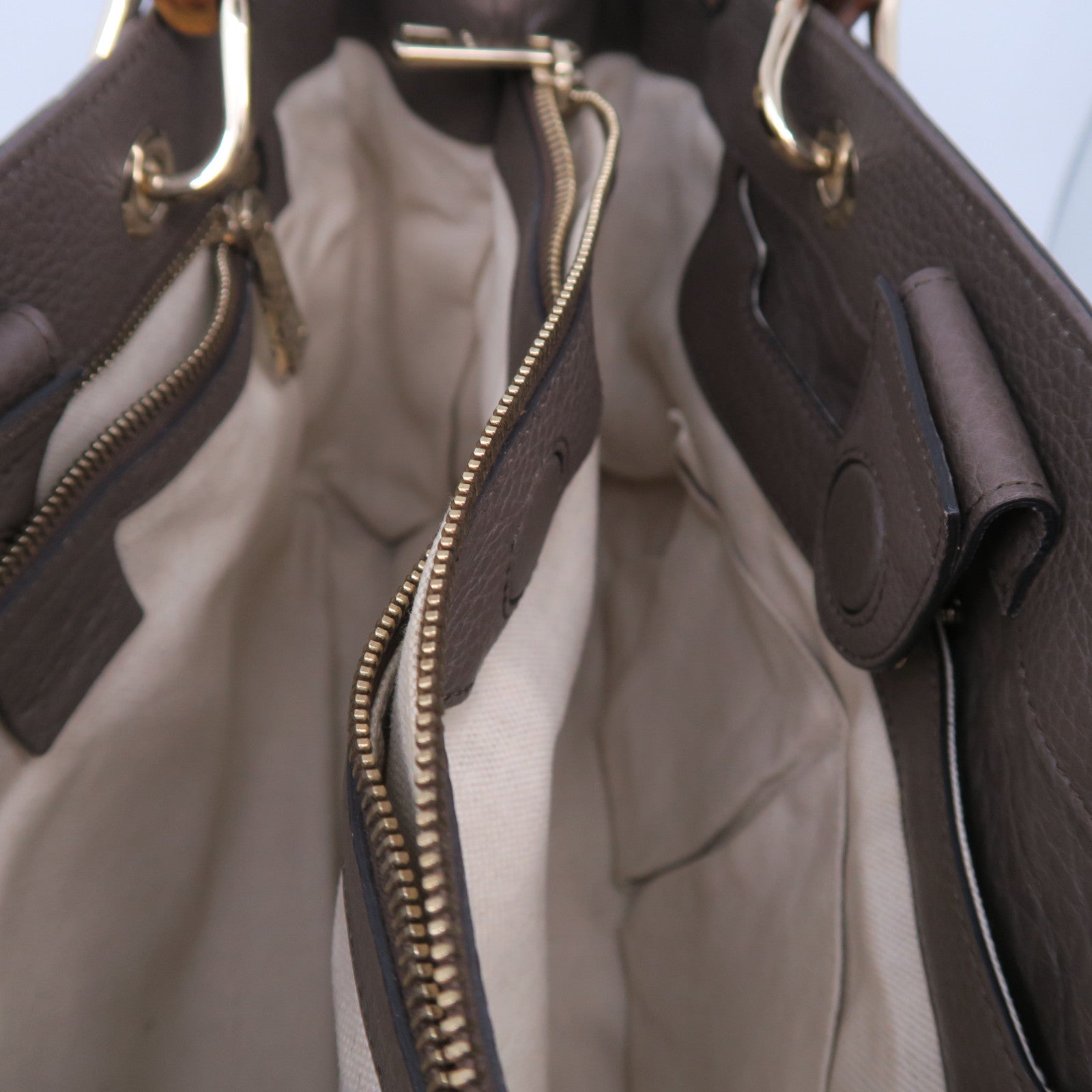 GUCCI 牛皮皮革2 Way Shoulder金扣手挽肩背兩用袋啡色