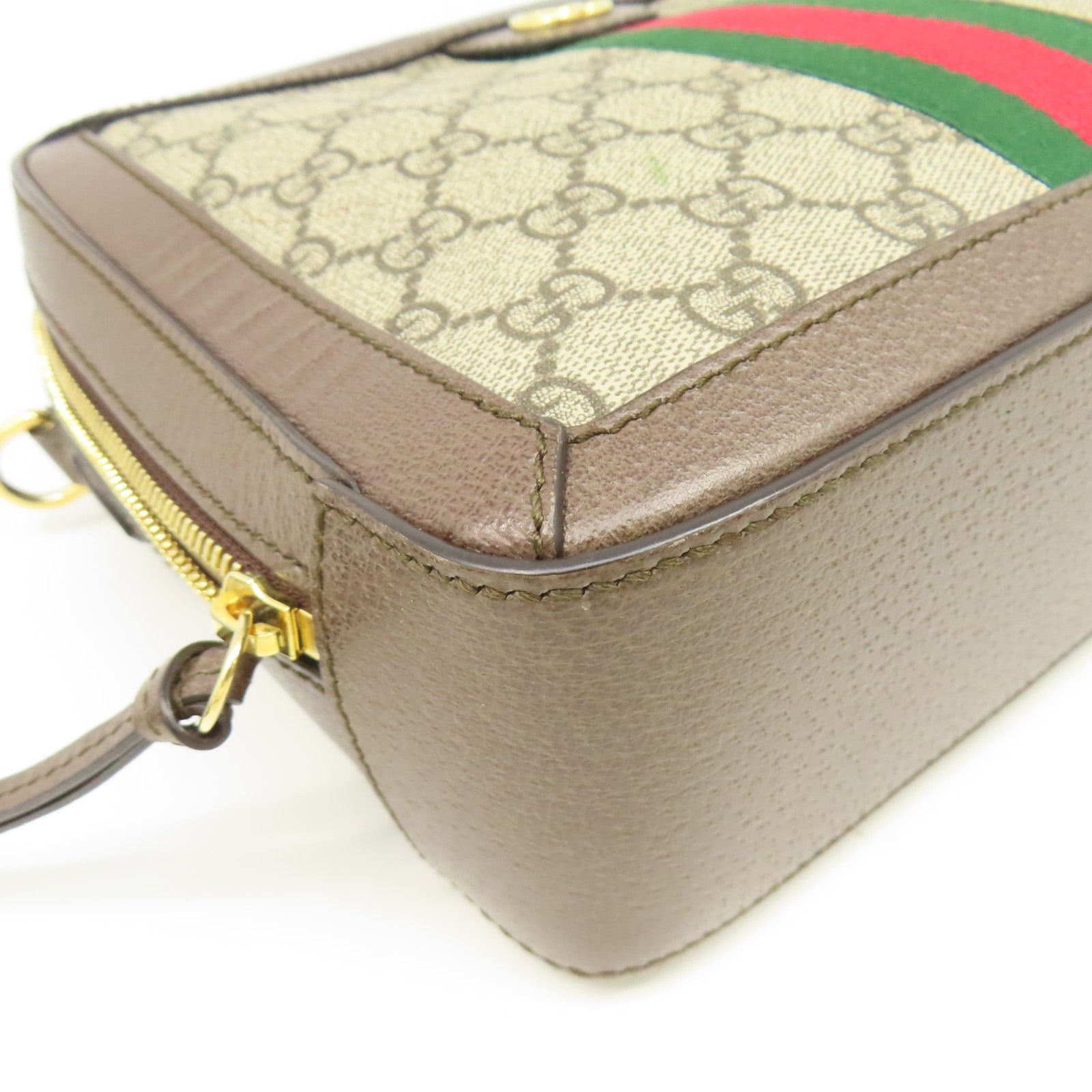 GUCCI 塗層帆布/皮革Ophidia GG金扣手挽肩背兩用袋啡色