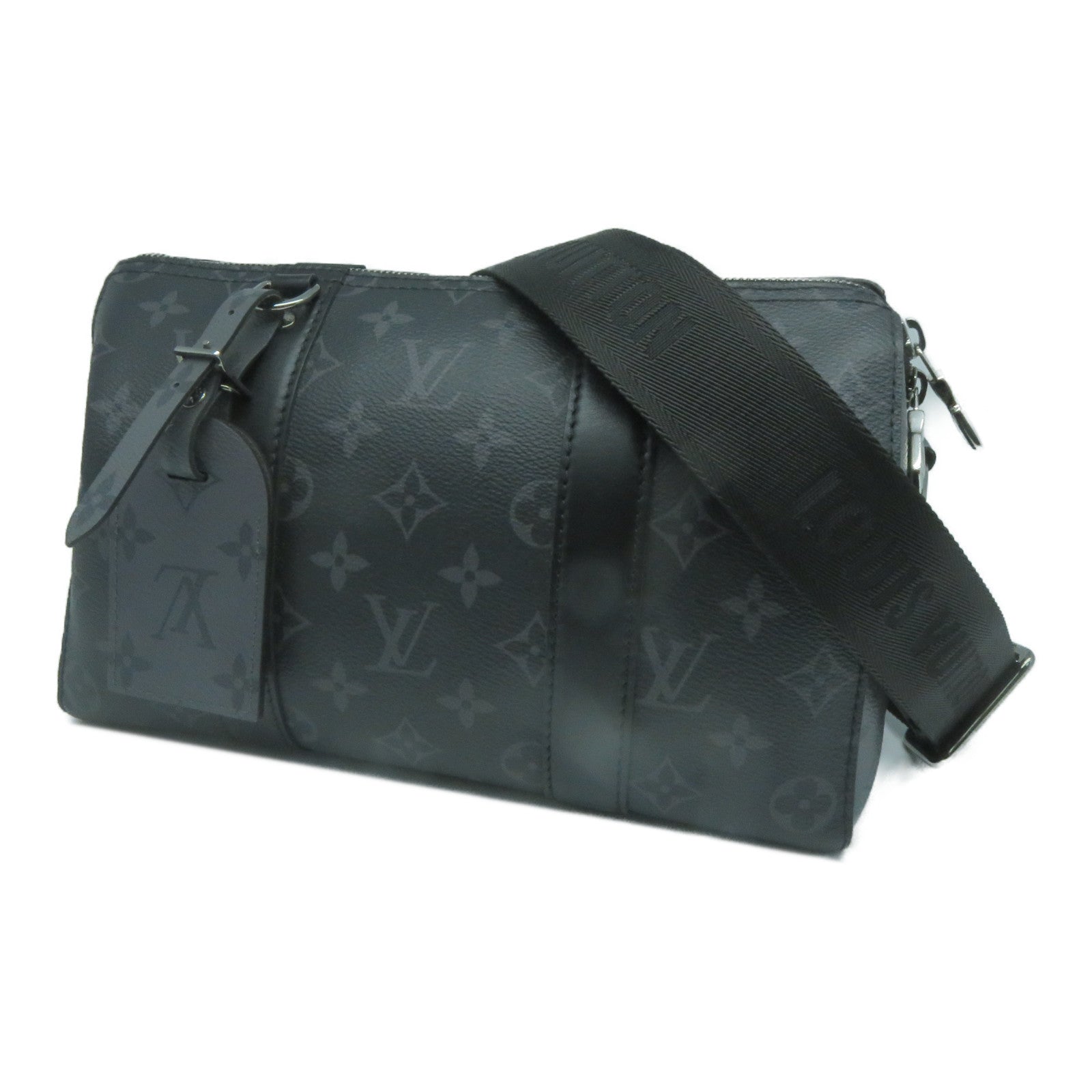 LOUIS VUITTON Monogram City Keepall銀扣肩背袋黑色