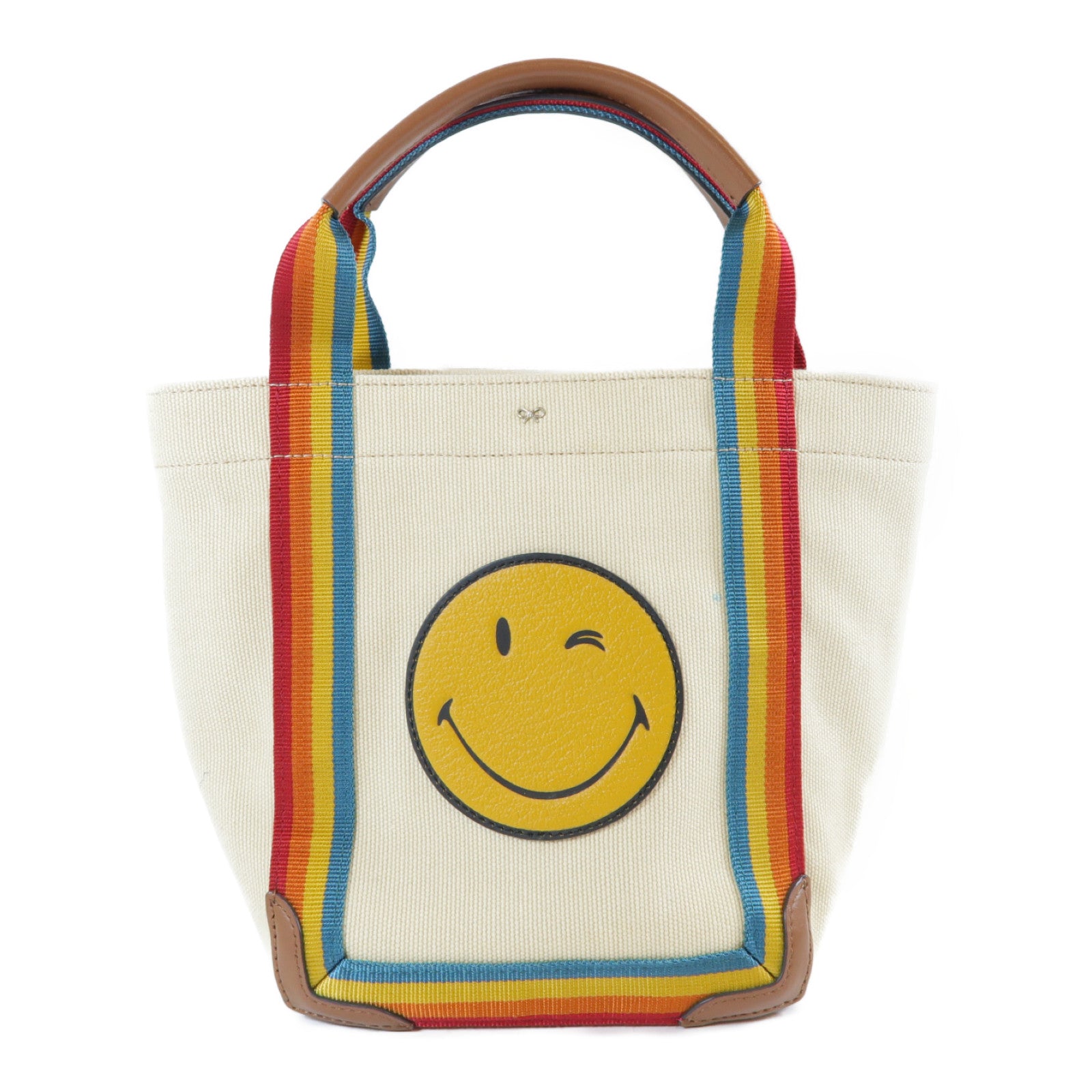 Anya Hindmarch 帆布Handbag金扣手挽袋米色/彩色