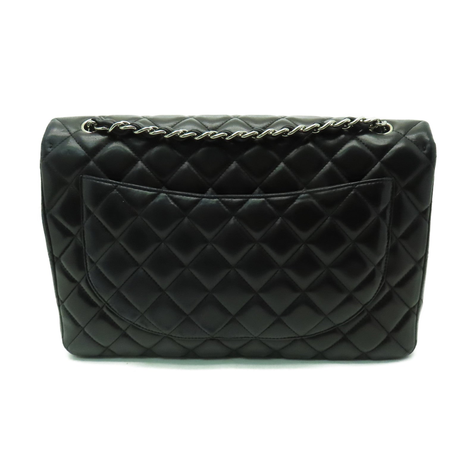 CHANEL 【激減優惠】菱格羊皮皮革Chain Shoulder銀扣鏈帶肩背袋黑色