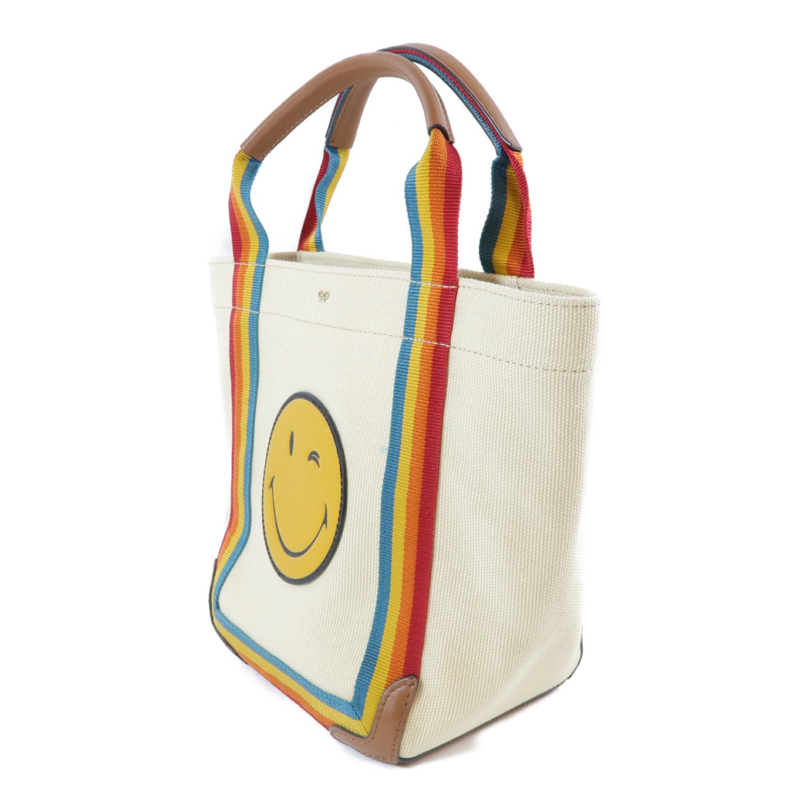 Anya Hindmarch 帆布Handbag金扣手挽袋米色/彩色