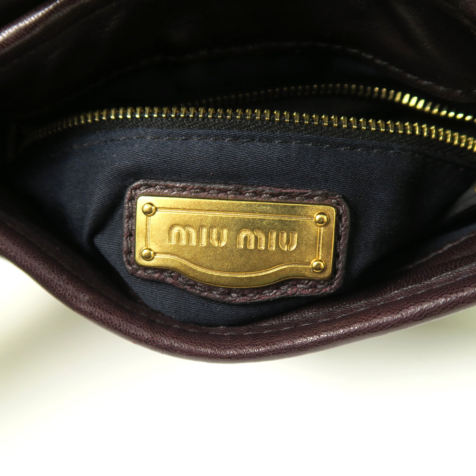 Miu Miu 羊皮皮革Shoulder Bag金扣手挽肩背兩用袋啡色