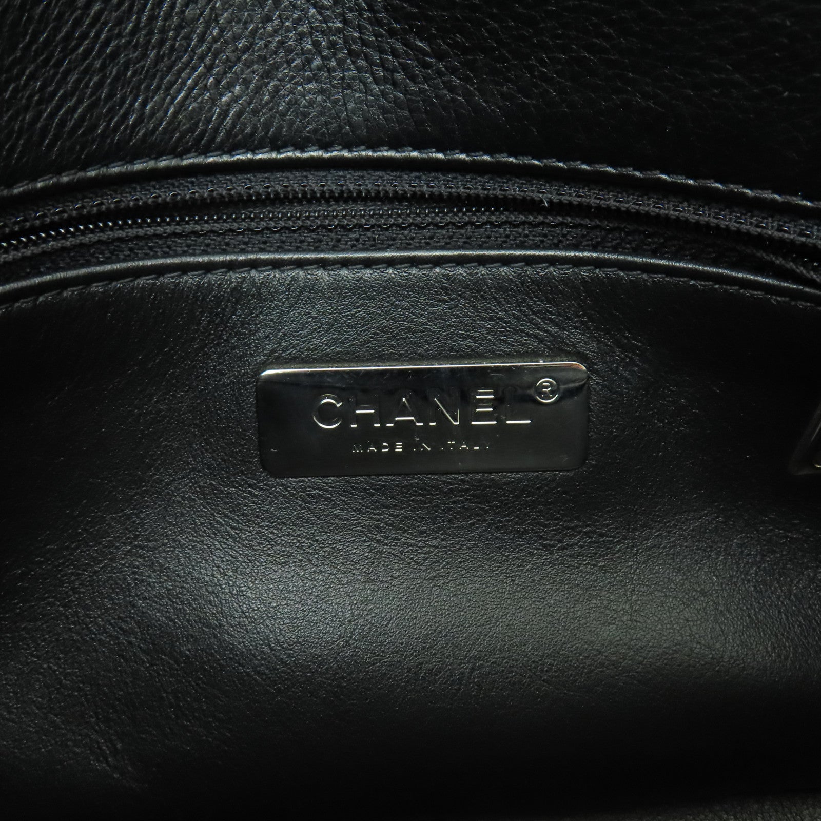 CHANEL 菱格牛皮皮革Chain Shoulder鏈帶肩背袋黑色