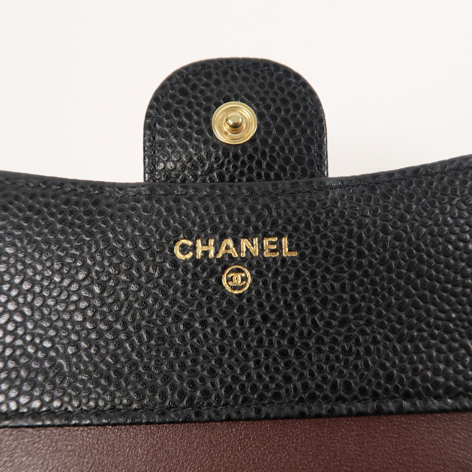 CHANEL 菱格Caviar皮革Classic Wallet金扣錢包黑色