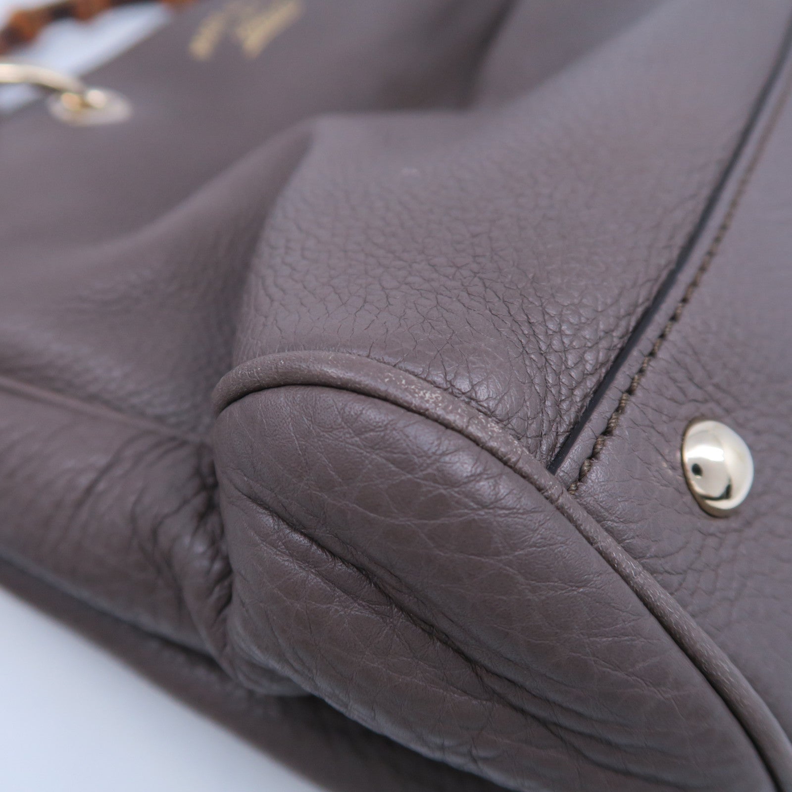 GUCCI 牛皮皮革2 Way Shoulder金扣手挽肩背兩用袋啡色