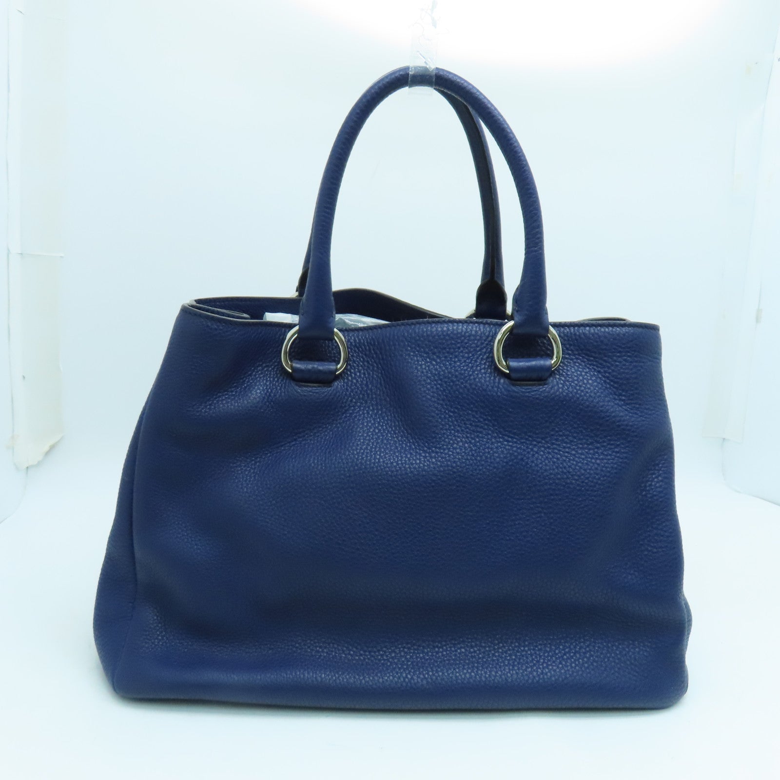 PRADA 【激減優惠】牛皮皮革2 Way Shoulder銀扣手挽肩背兩用袋藍色