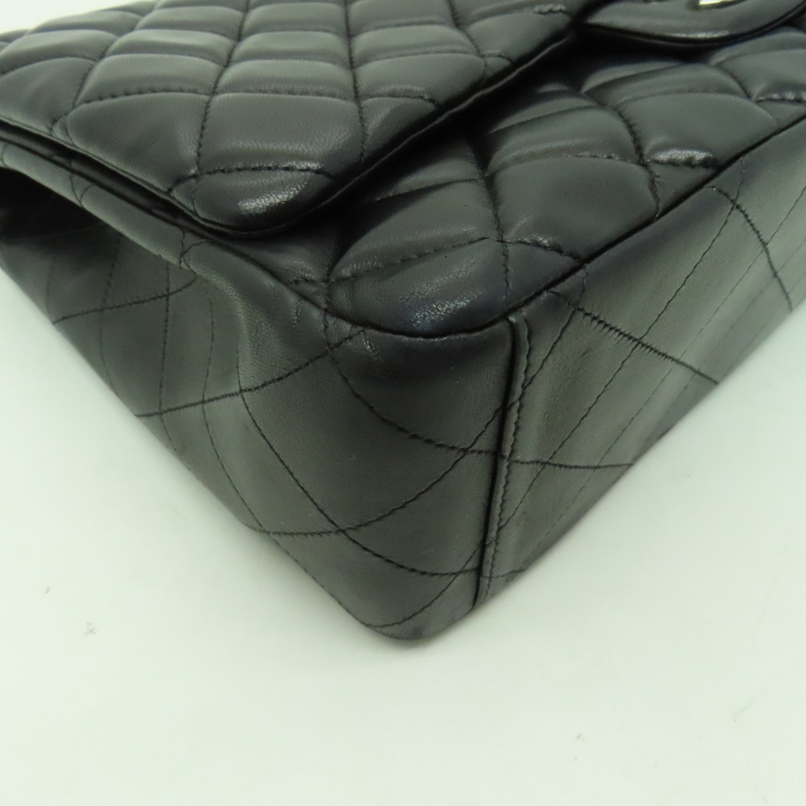 CHANEL 【激減優惠】菱格羊皮皮革Chain Shoulder銀扣鏈帶肩背袋黑色