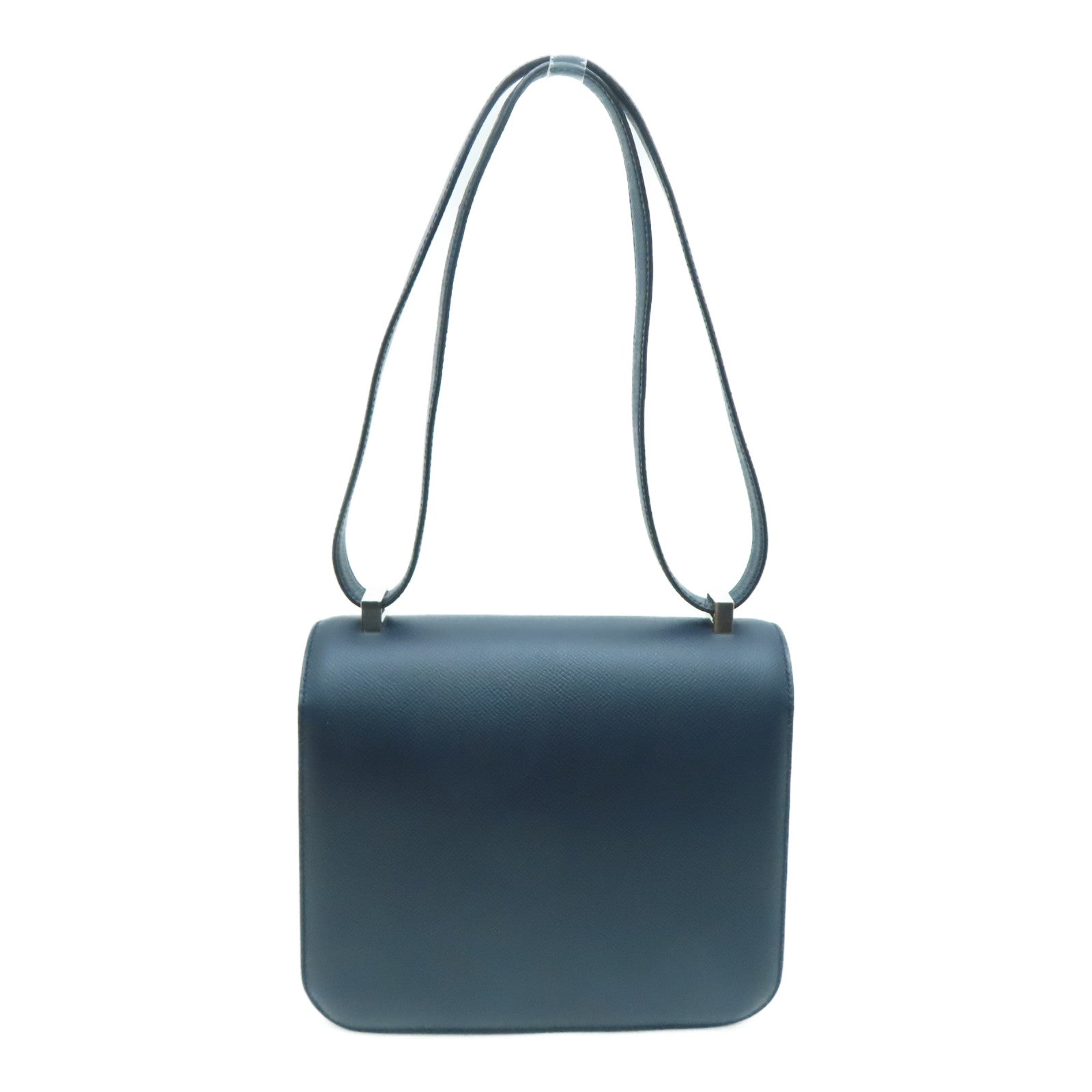 HERMES 【激减优惠】Epsom皮革Constance 24银扣链带肩背袋蓝色