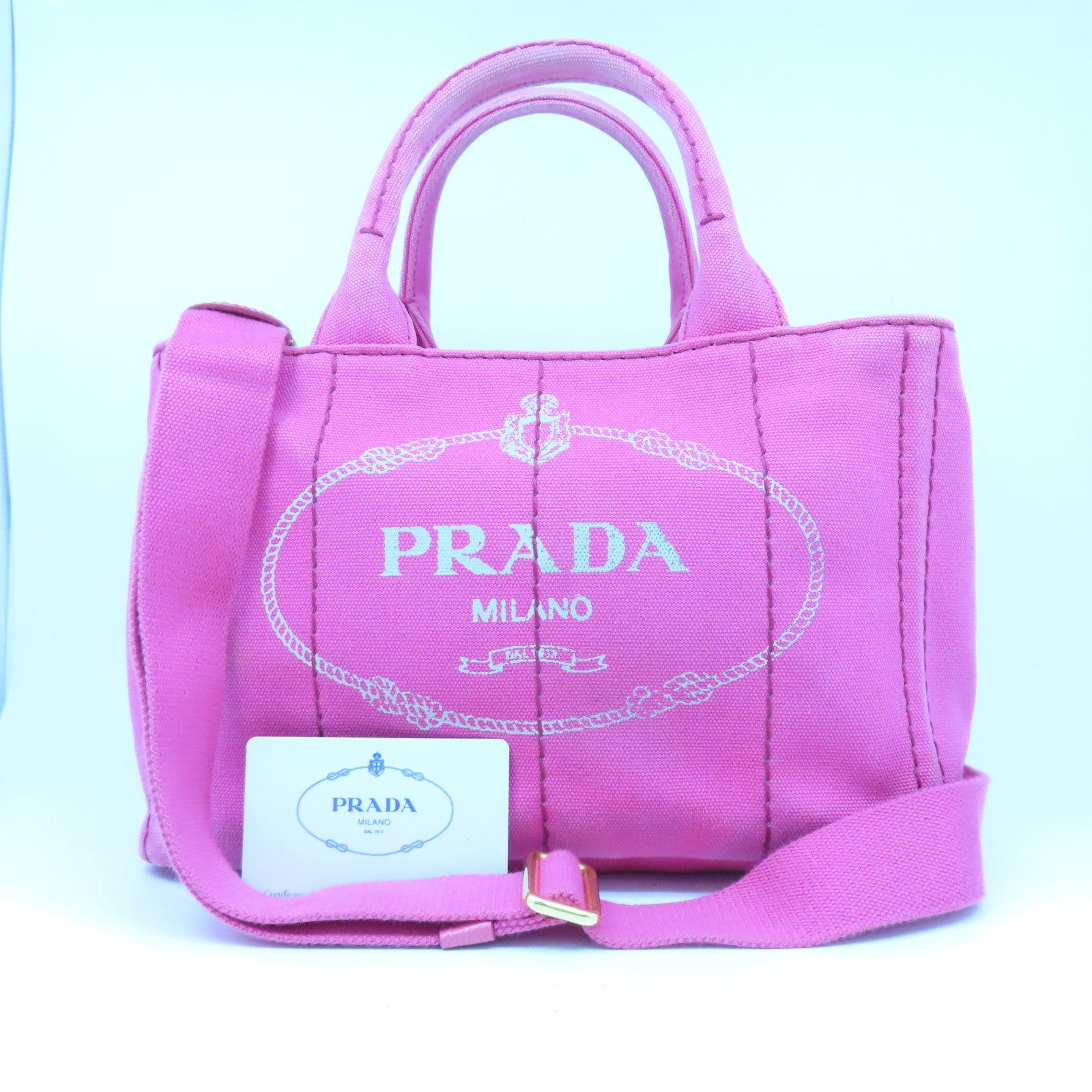 PRADA 帆布2 Way Shoulder金扣手挽肩背兩用袋粉紅色