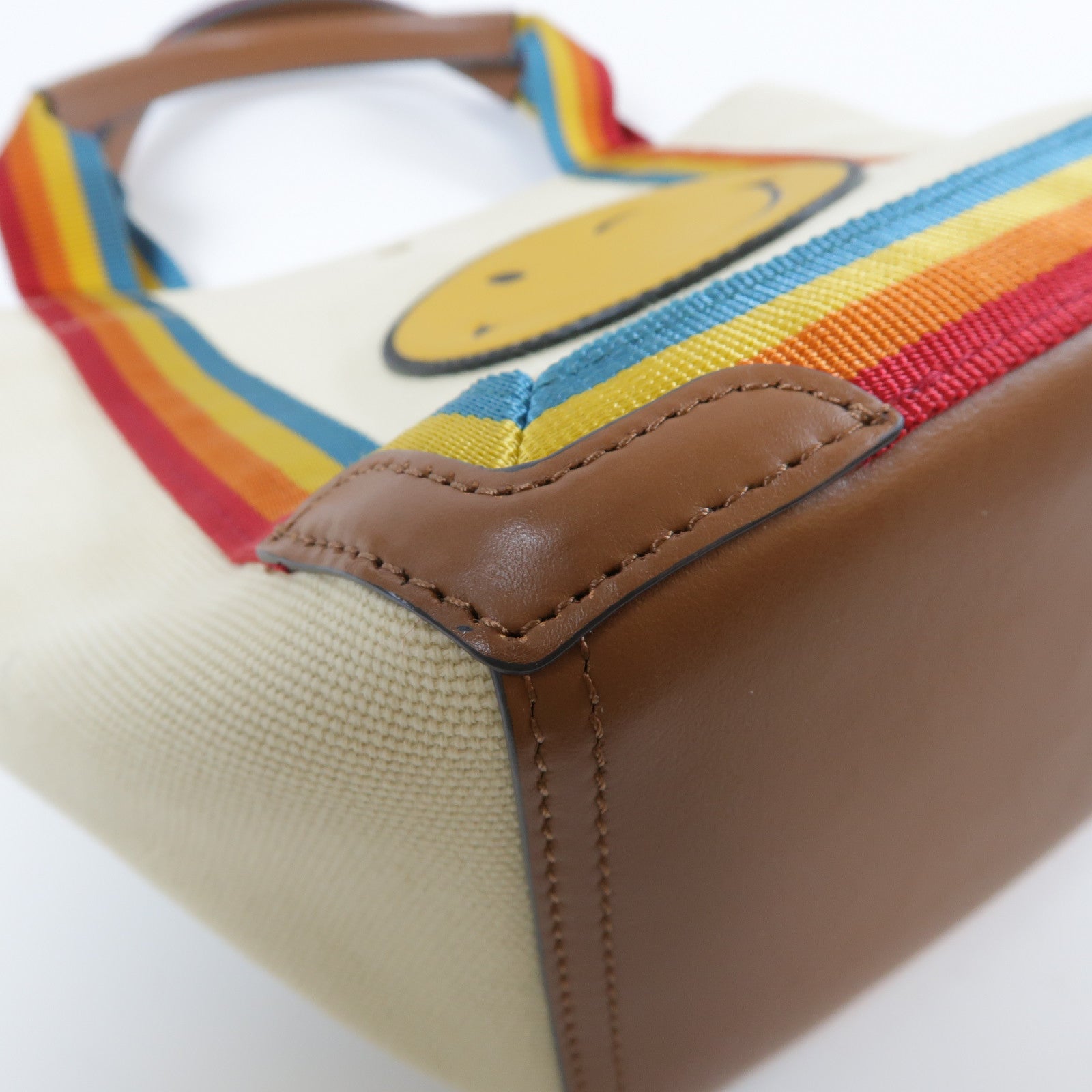 Anya Hindmarch 帆布Handbag金扣手挽袋米色/彩色