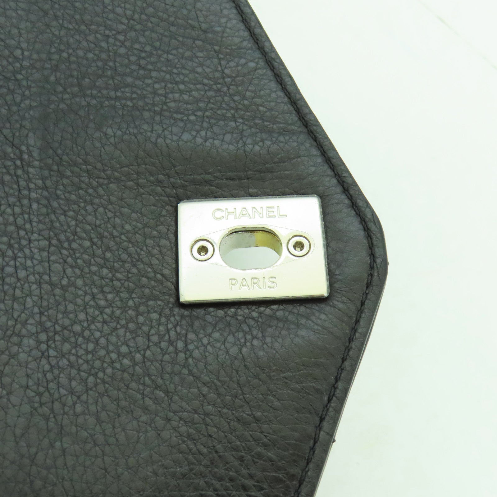 CHANEL 菱格牛皮皮革Chain Shoulder鏈帶肩背袋黑色
