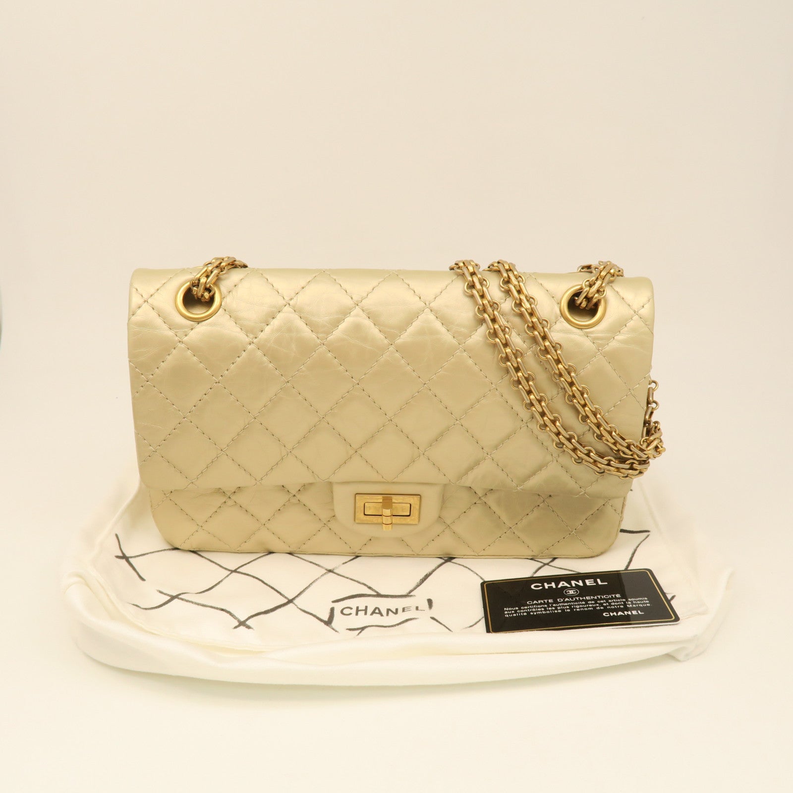 CHANEL rhombic cowhide leather Chain Shoulder gold buckle chain strap shoulder bag gold