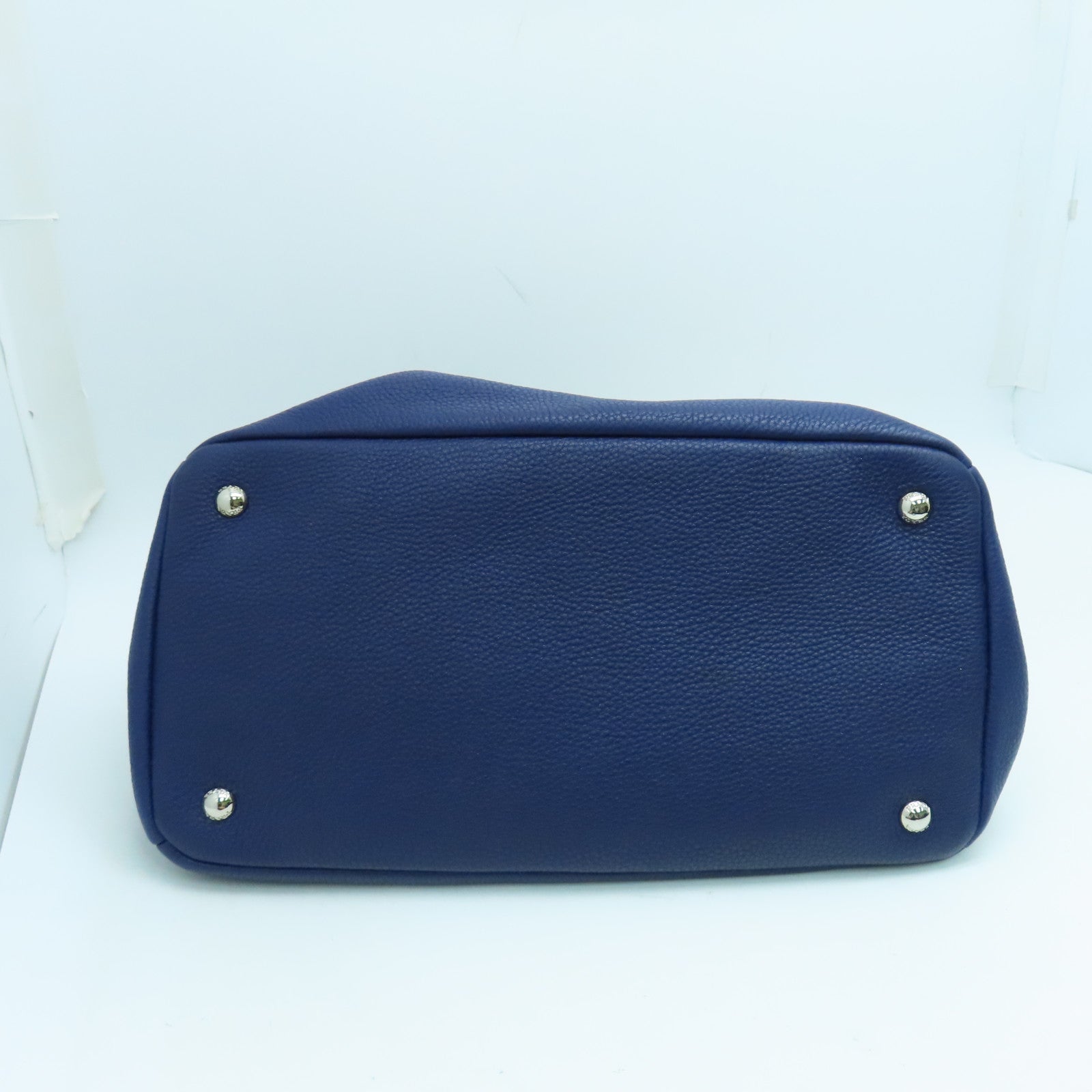 PRADA 【激減優惠】牛皮皮革2 Way Shoulder銀扣手挽肩背兩用袋藍色