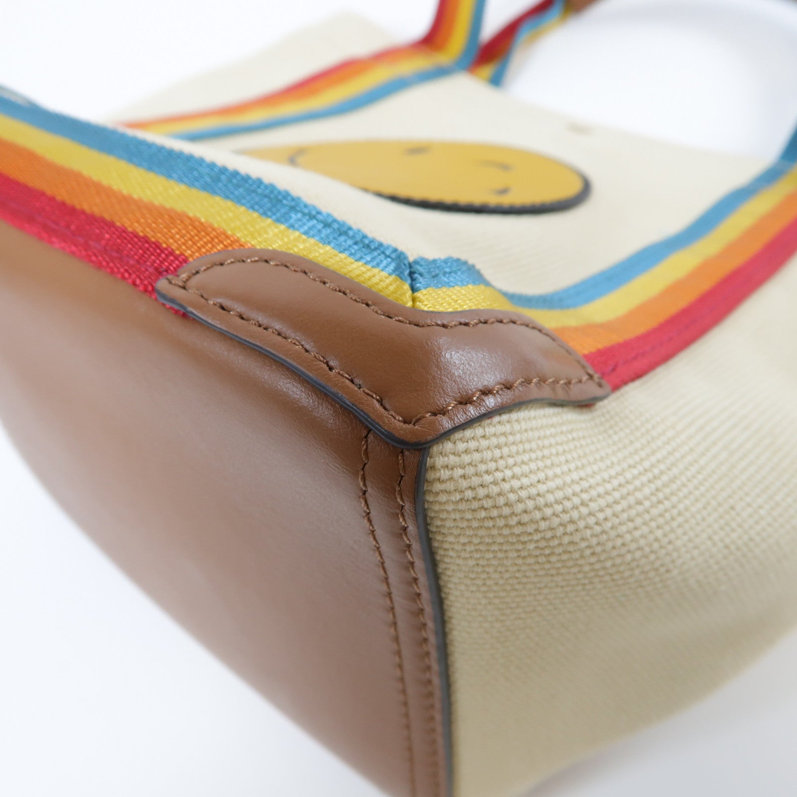 Anya Hindmarch 帆布Handbag金扣手挽袋米色/彩色