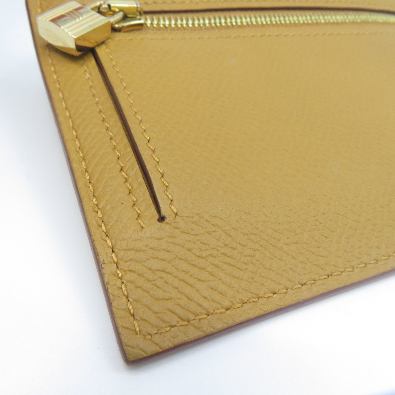 HERMES Epsom皮革Kelly Pocket Compact Wallet金扣錢包芥末色