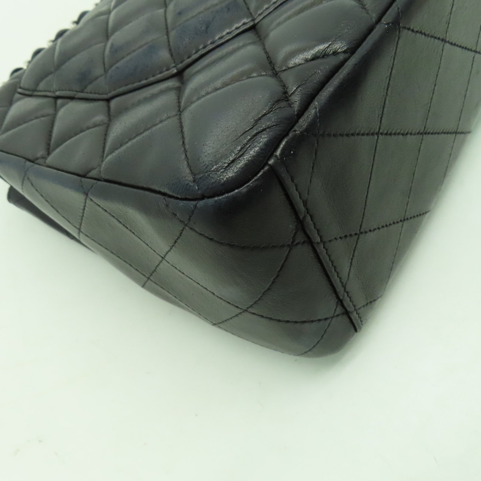 CHANEL 【激減優惠】菱格羊皮皮革Chain Shoulder銀扣鏈帶肩背袋黑色