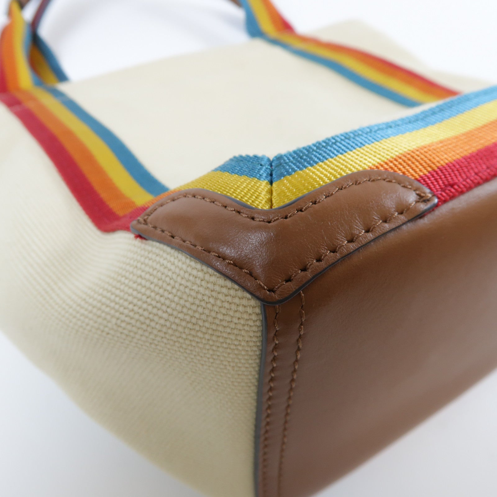 Anya Hindmarch 帆布Handbag金扣手挽袋米色/彩色
