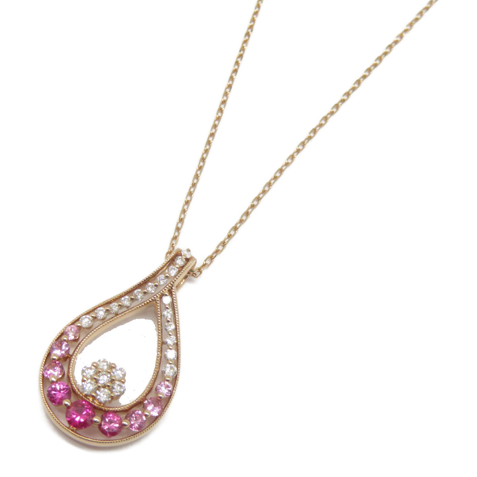 JEWELRY 18K玫瑰金Pink Sapphire Diamond Necklace 0.59ct粉紅色藍寶石/0.280ct鑽石項鍊
