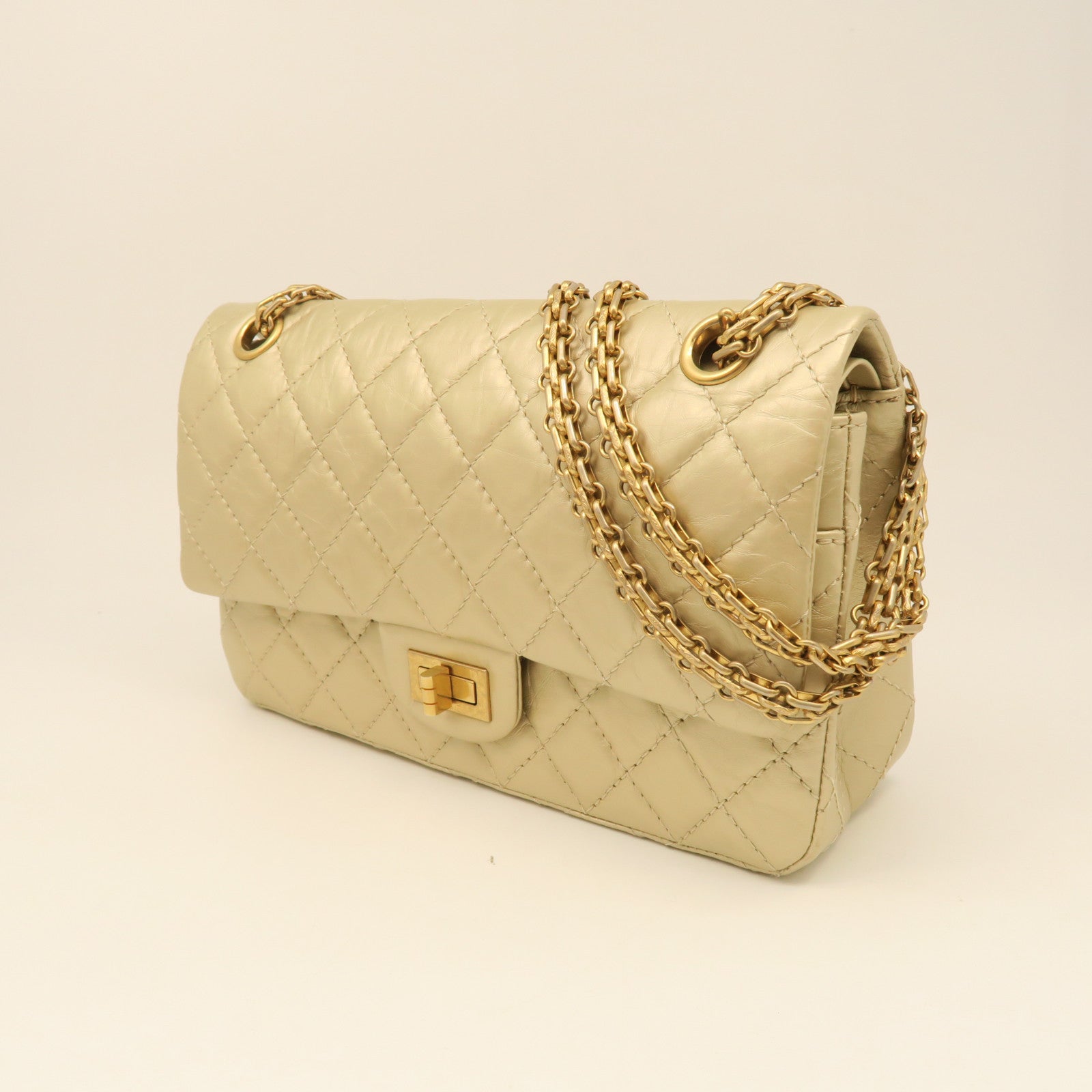 CHANEL rhombic cowhide leather Chain Shoulder gold buckle chain strap shoulder bag gold