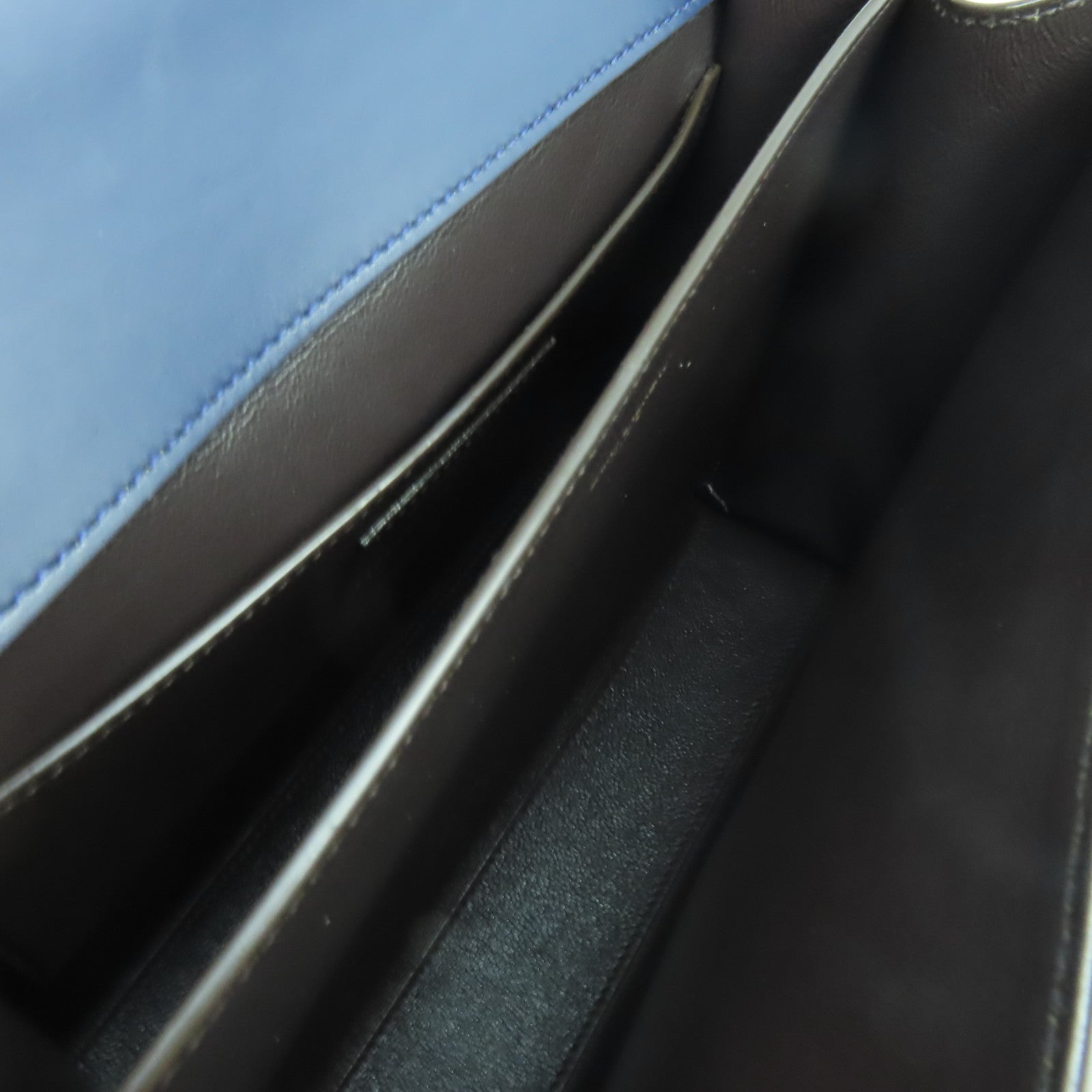 SAINT LAURENT 麂皮皮革/牛皮皮革Cassandra 2Way Shoulder Bag金扣手挽肩背兩用袋藍色